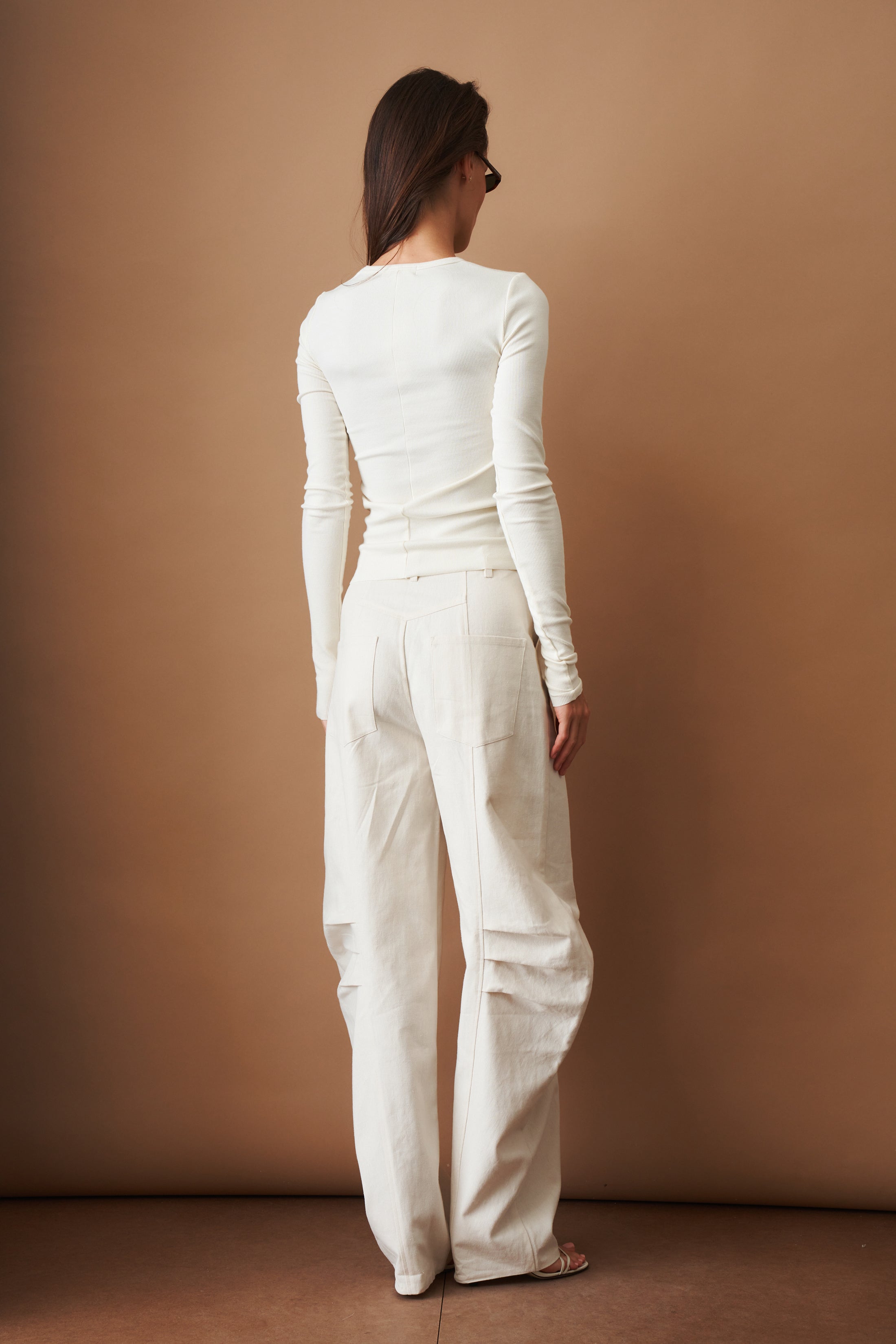 Long Sleeve Fitted Top Cream - DÉSORDRE