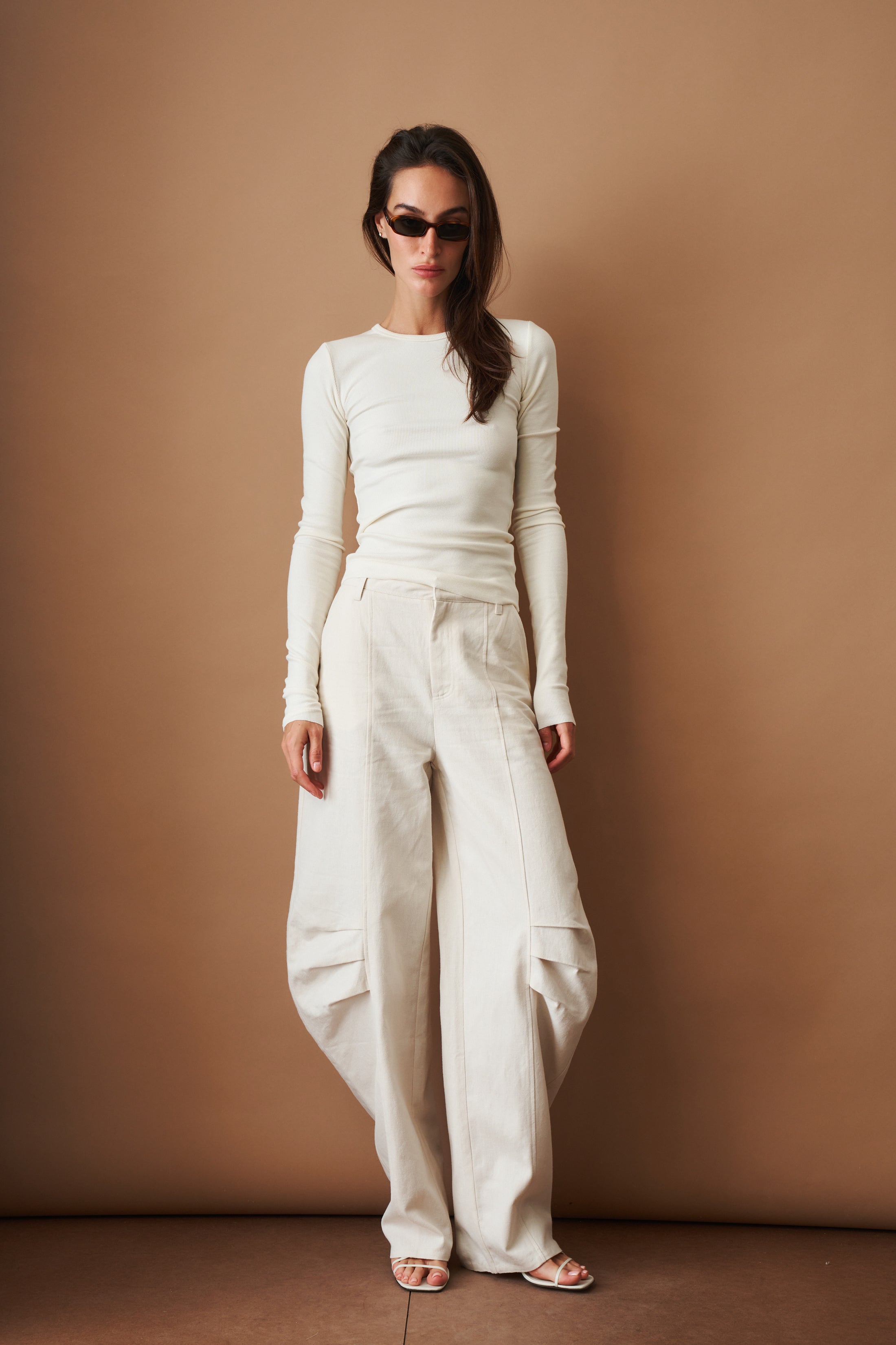 Long Sleeve Fitted Top Cream - DÉSORDRE