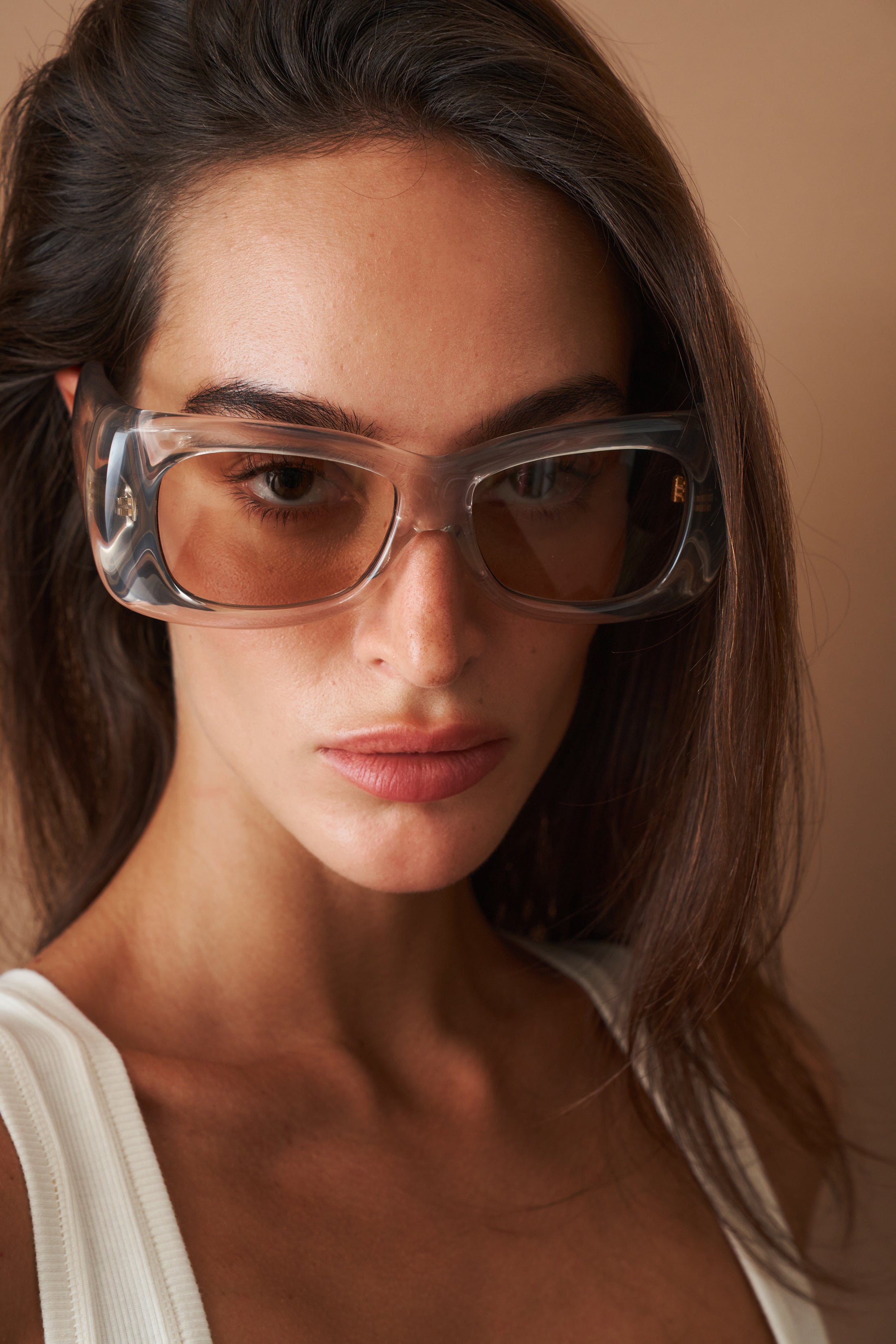 Rectangle Howl Transparent Beige Sunglasses - DÉSORDRE