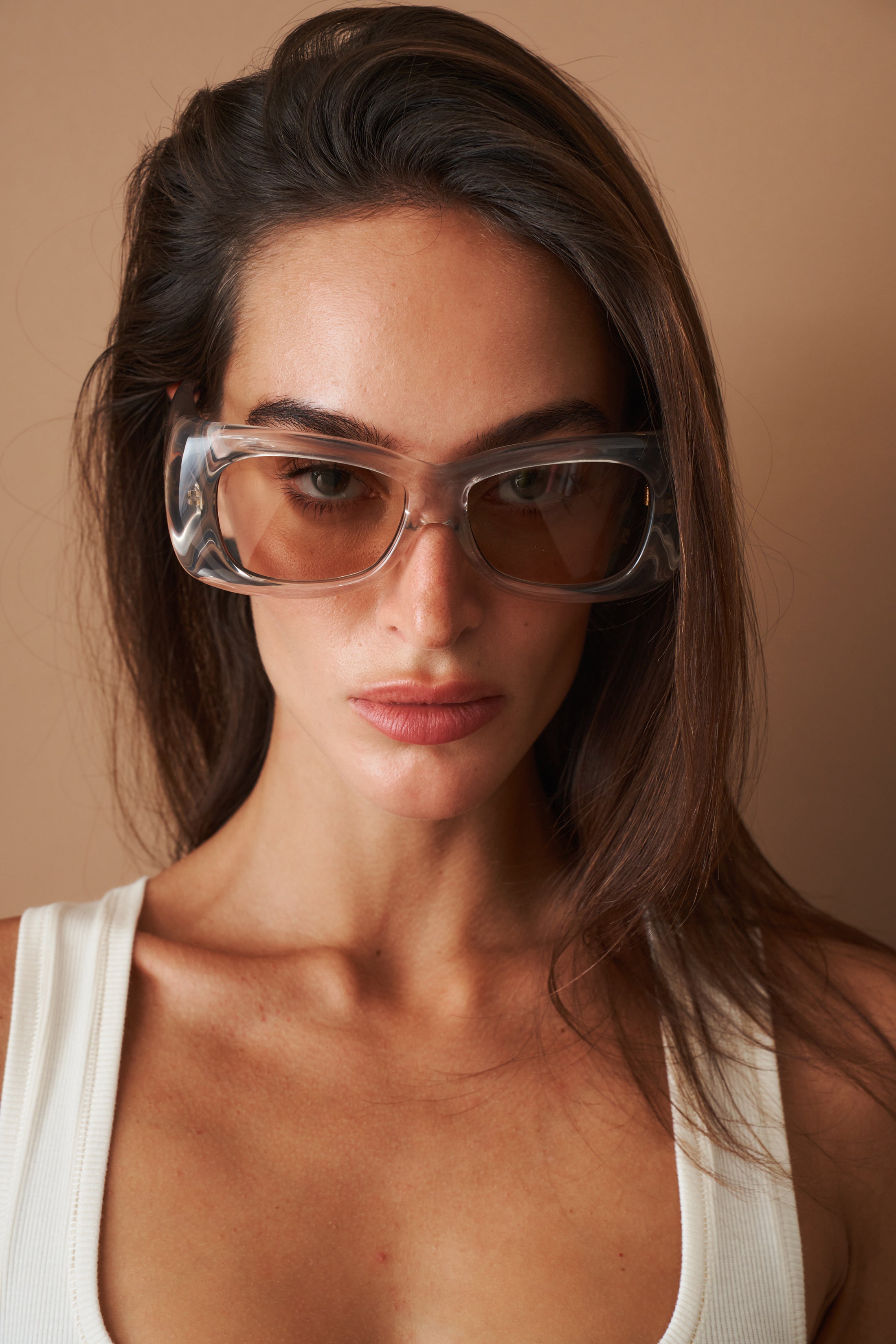 Rectangle Howl Transparent Beige Sunglasses - DÉSORDRE