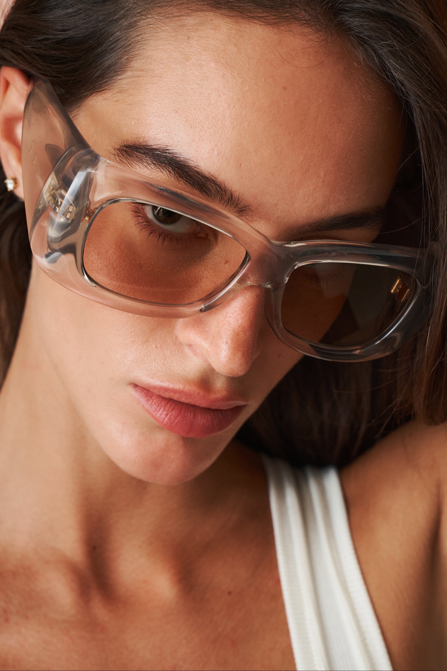 Rectangle Howl Transparent Beige Sunglasses - DÉSORDRE