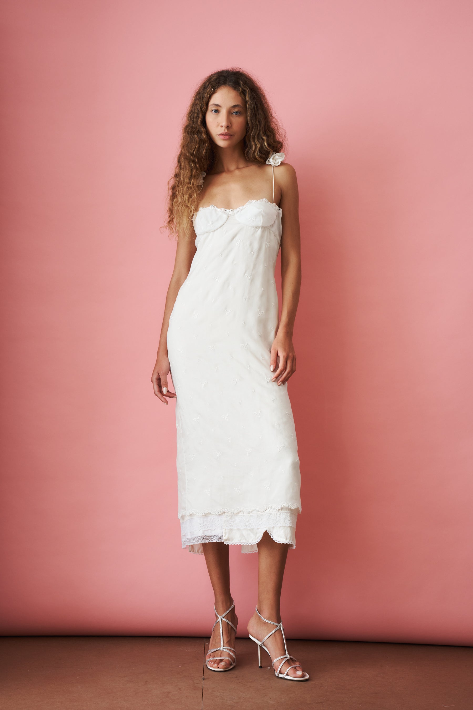 Jacquard Silk Blend Midi Dress Cream - DÉSORDRE