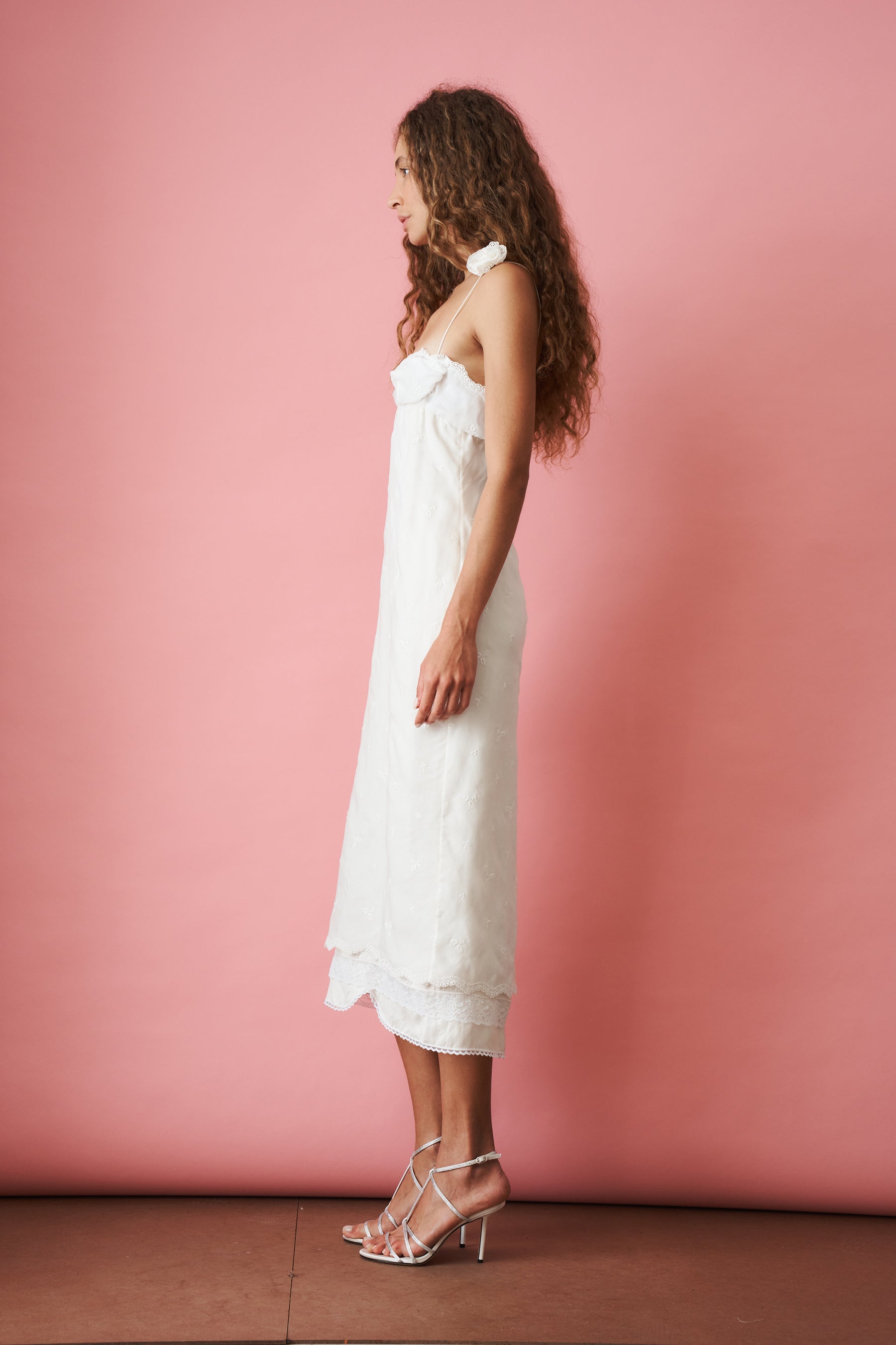 Jacquard Silk Blend Midi Dress Cream - DÉSORDRE