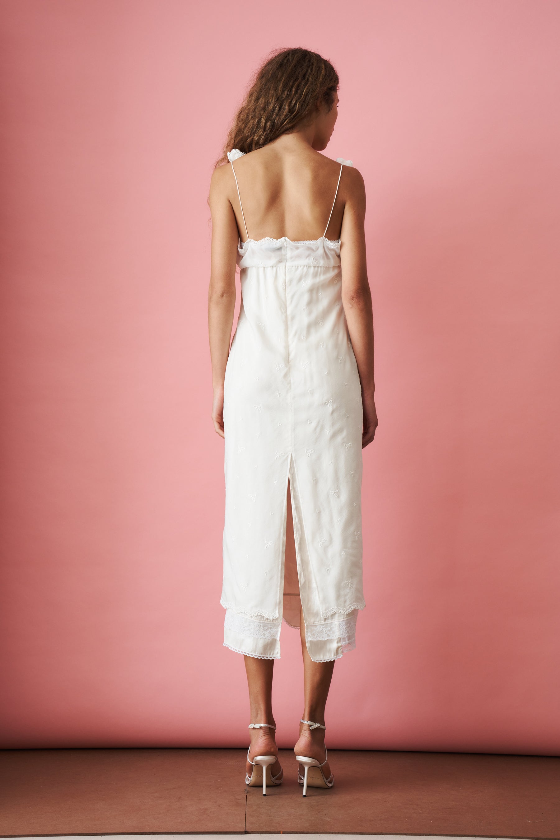 Jacquard Silk Blend Midi Dress Cream - DÉSORDRE