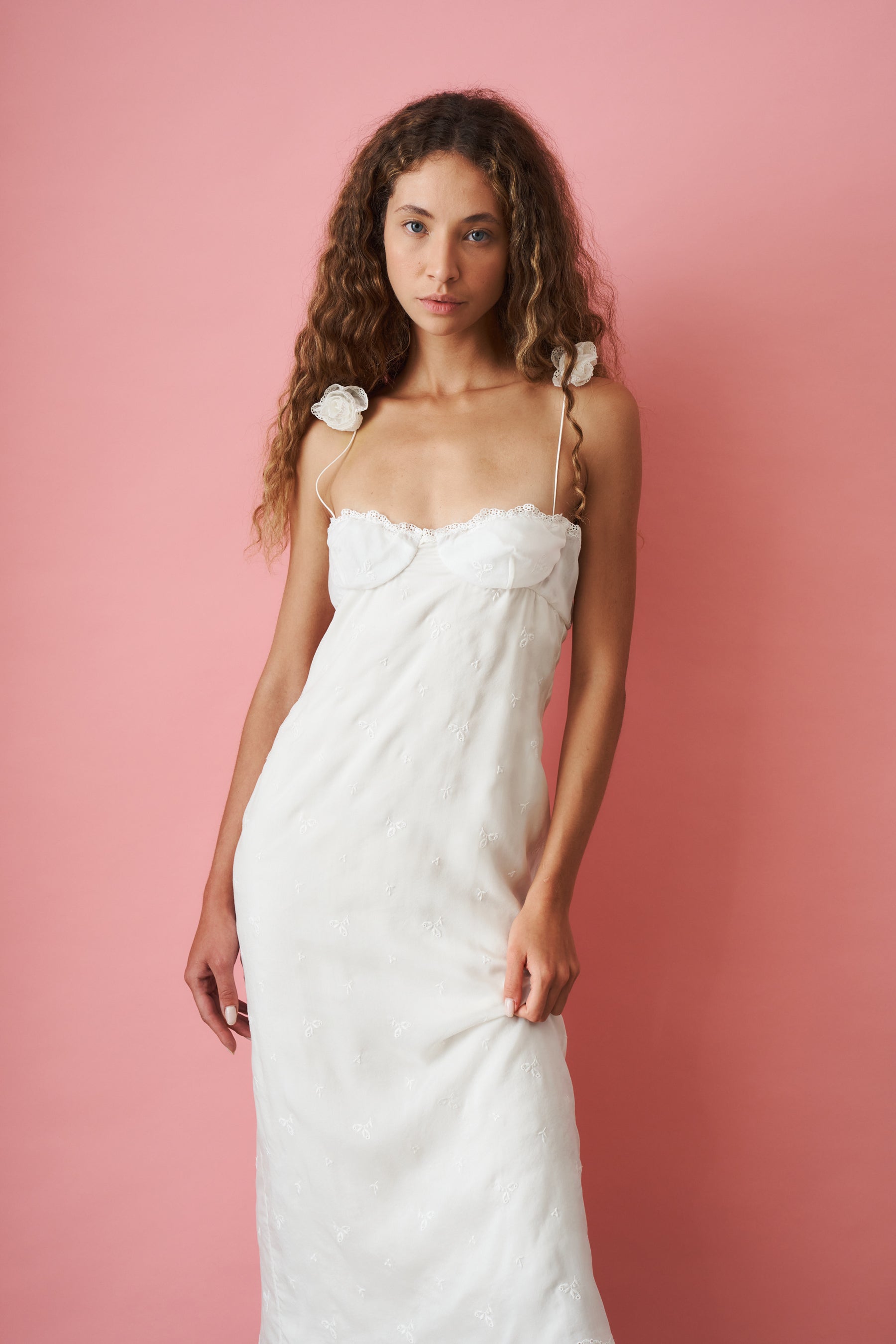 Jacquard Silk Blend Midi Dress Cream - DÉSORDRE