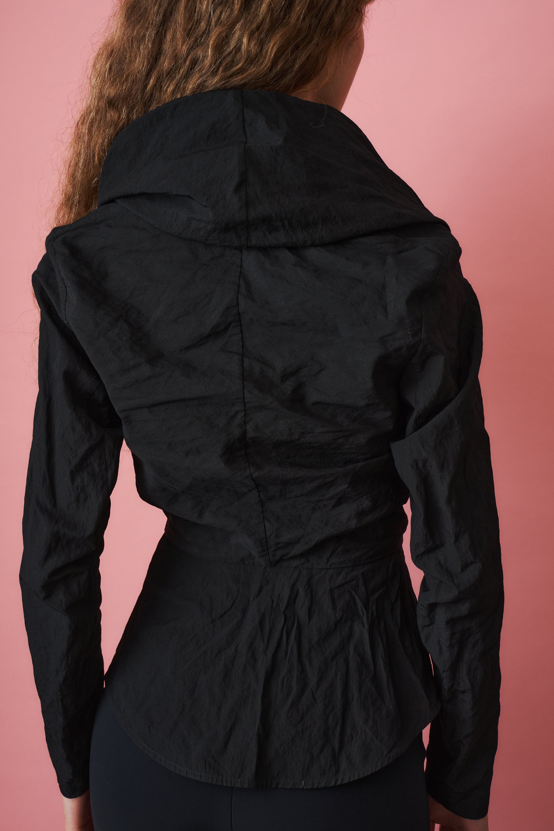 Shawl Collar Fitted Blouse Black - DÉSORDRE