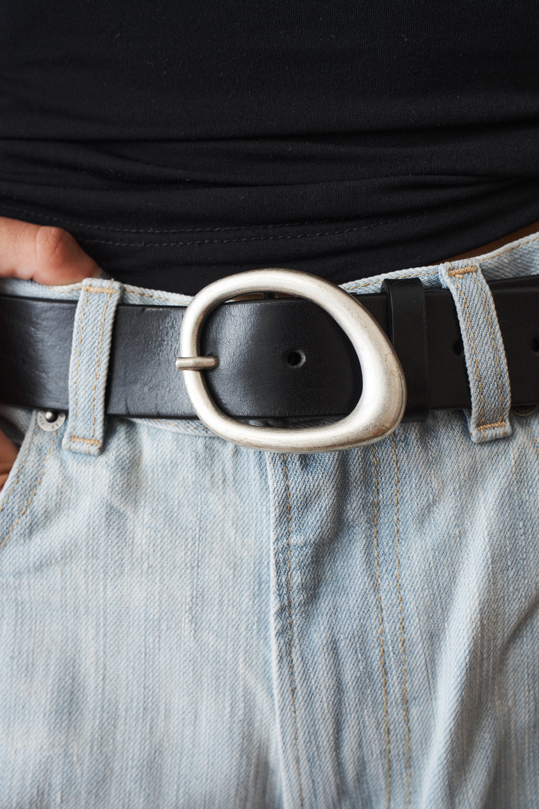 Fluid Buckle Belt Black Silver - DÉSORDRE