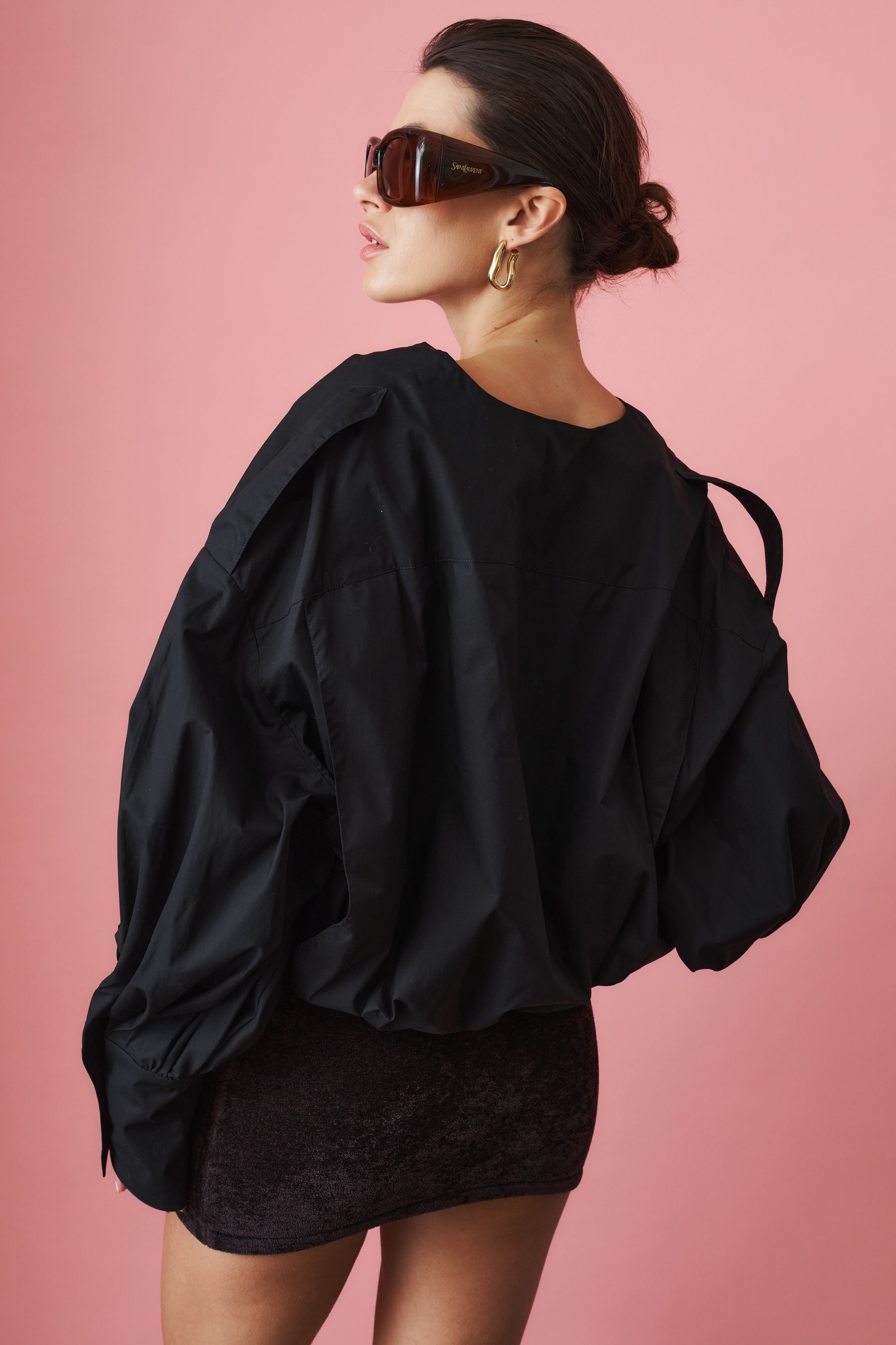 Diana Pleat Overshirt Black - DÉSORDRE