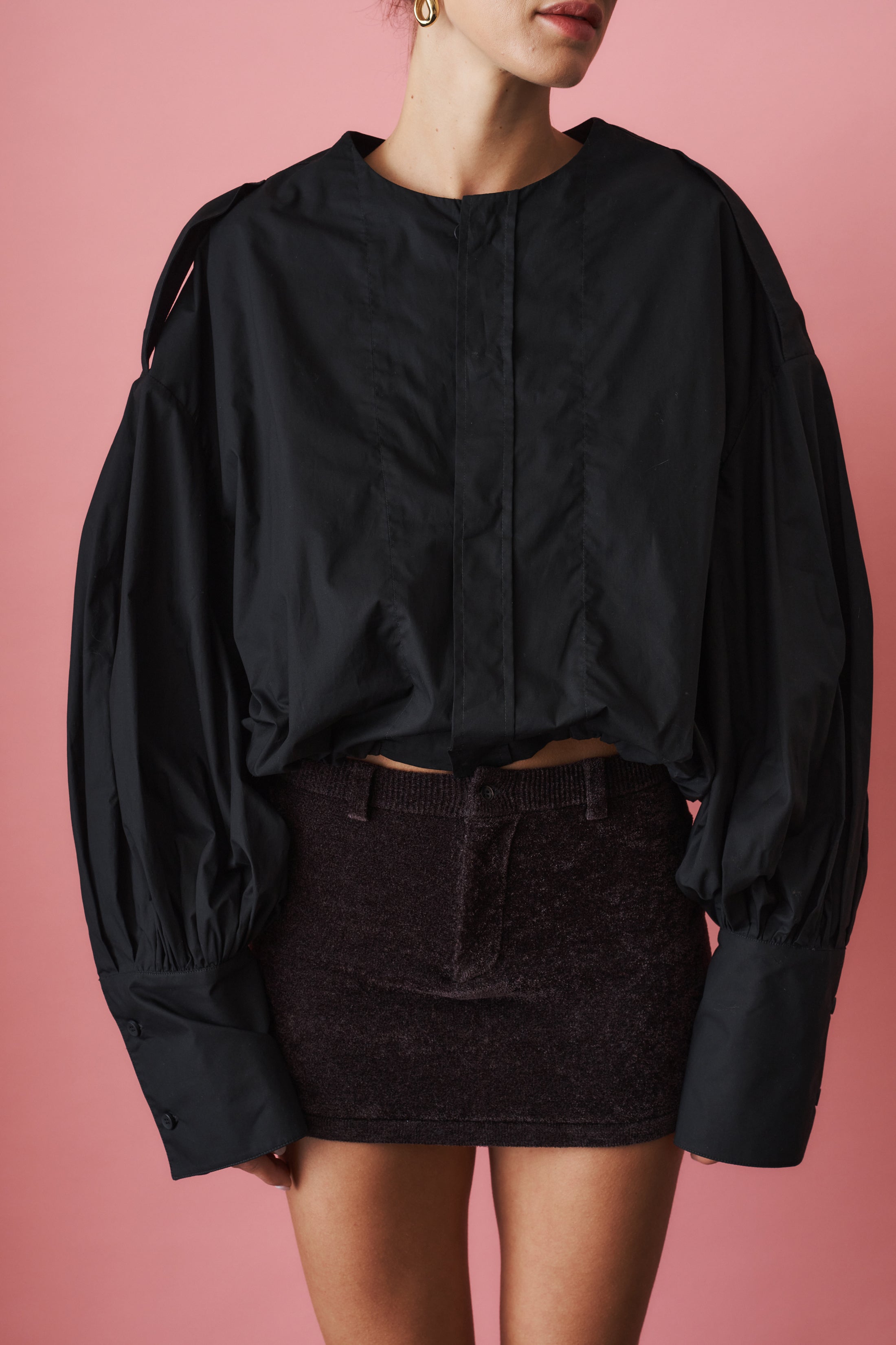 Diana Pleat Overshirt Black - DÉSORDRE