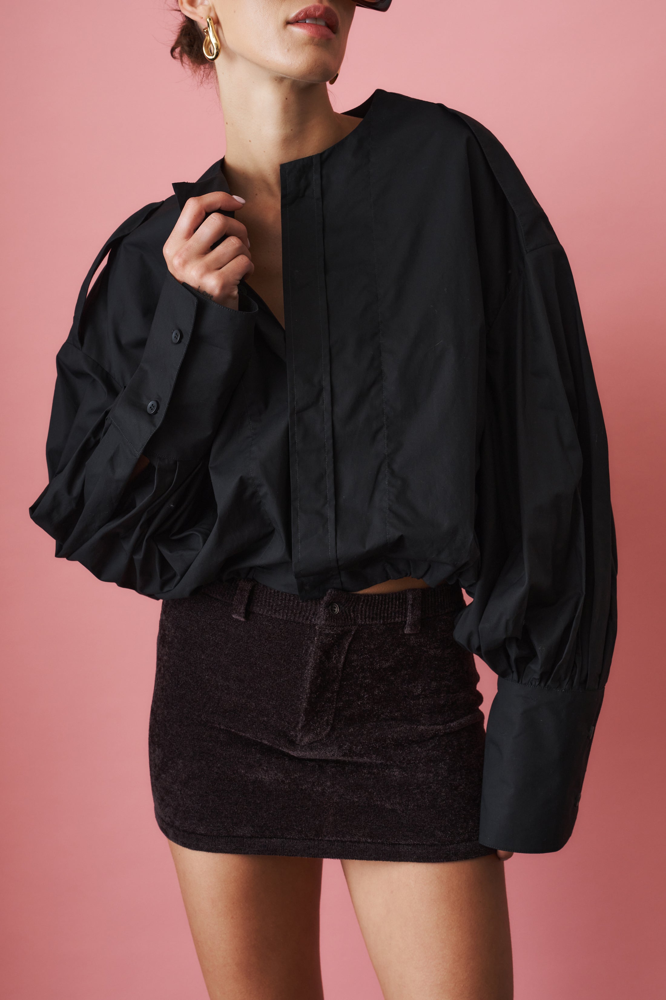 Diana Pleat Overshirt Black - DÉSORDRE