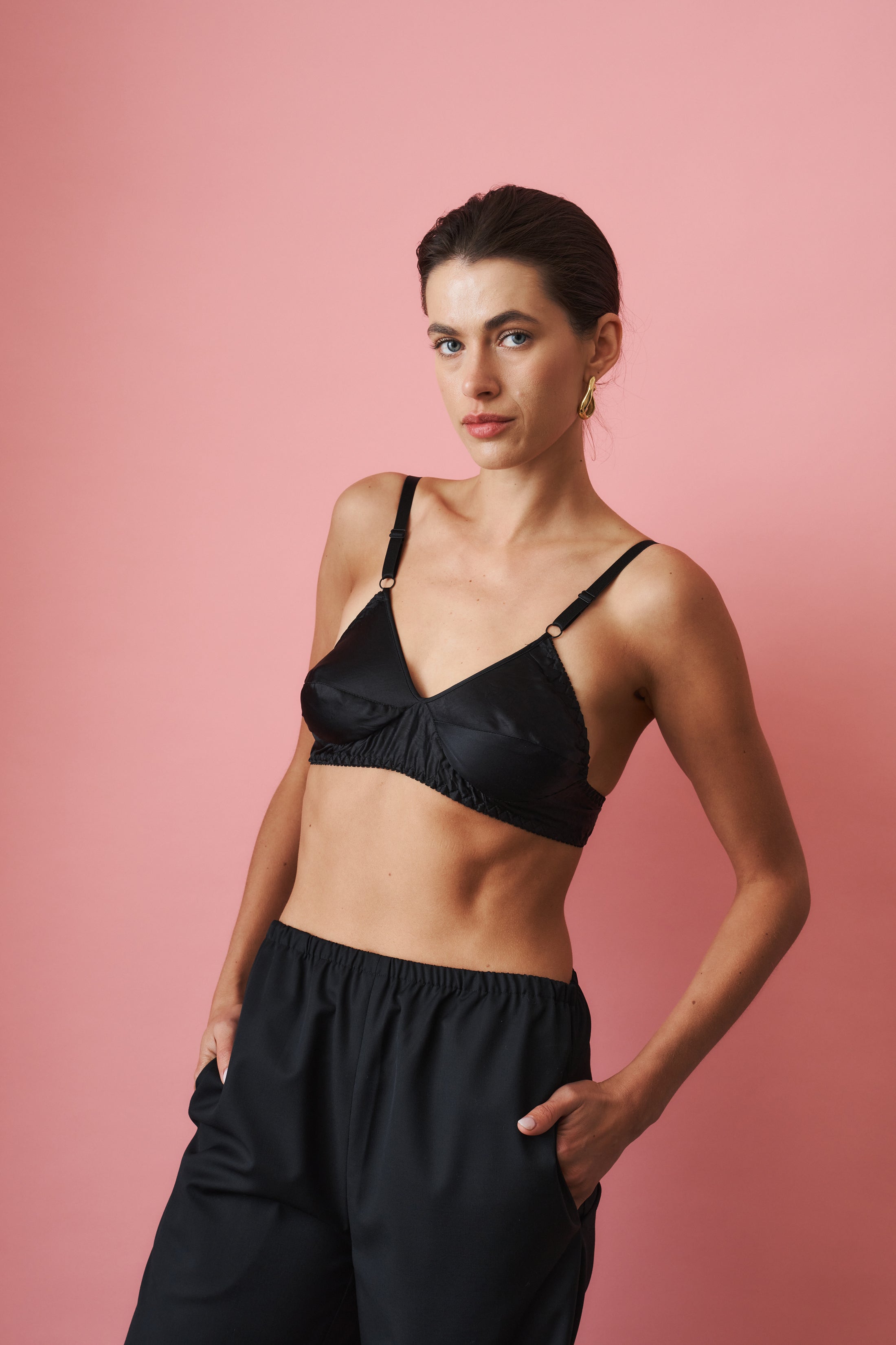 Belmont Black Silk Bra - DÉSORDRE