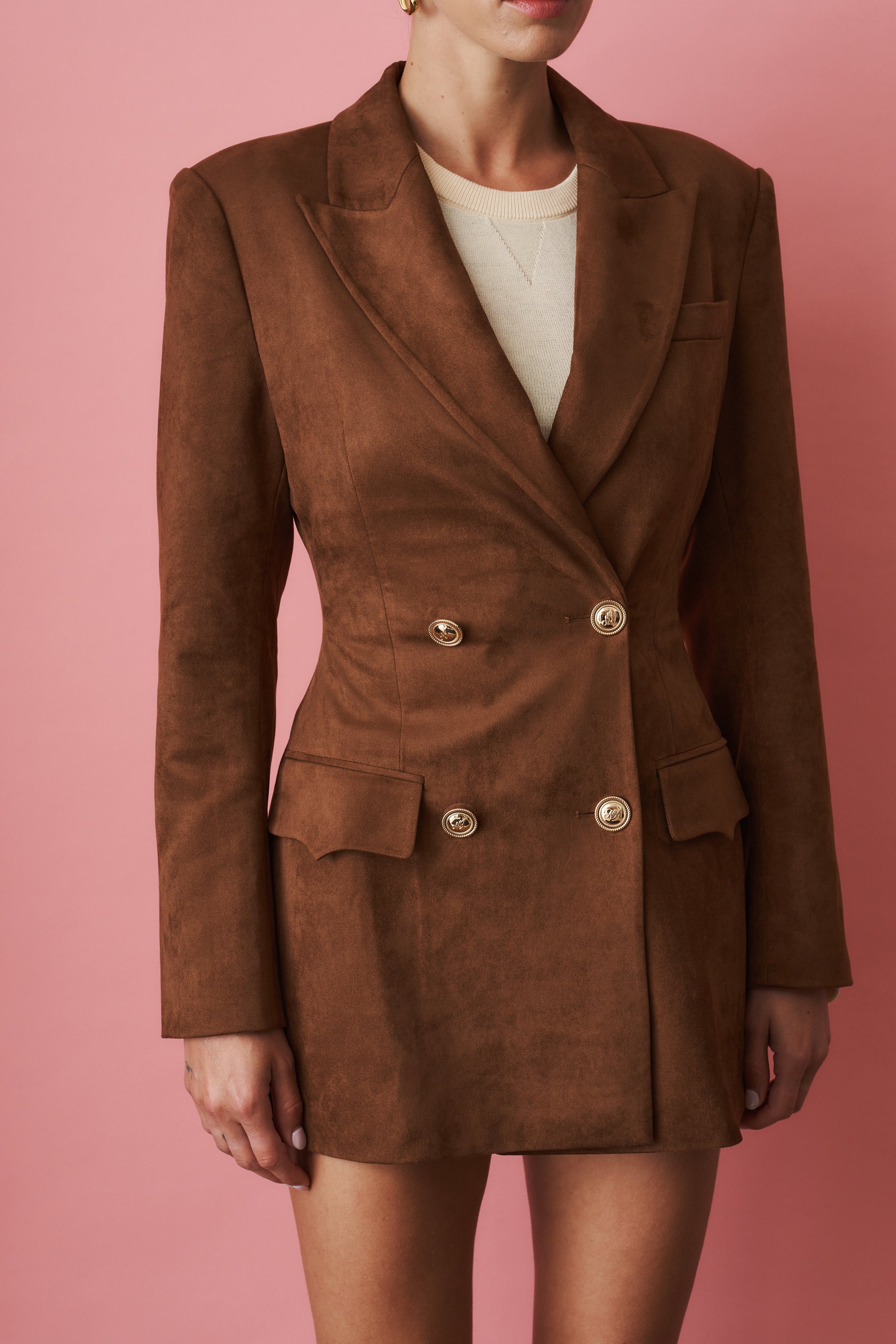 Sienne Brown Eco Suede Blazer - DÉSORDRE
