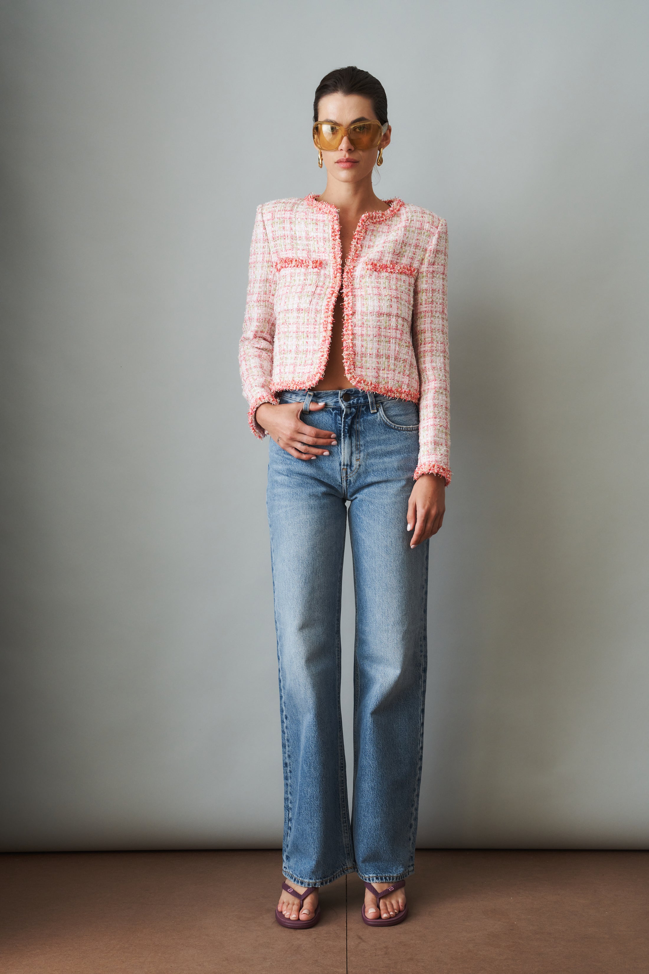 Bianca Metallic-Woven Fringe Pink Jacket - DÉSORDRE