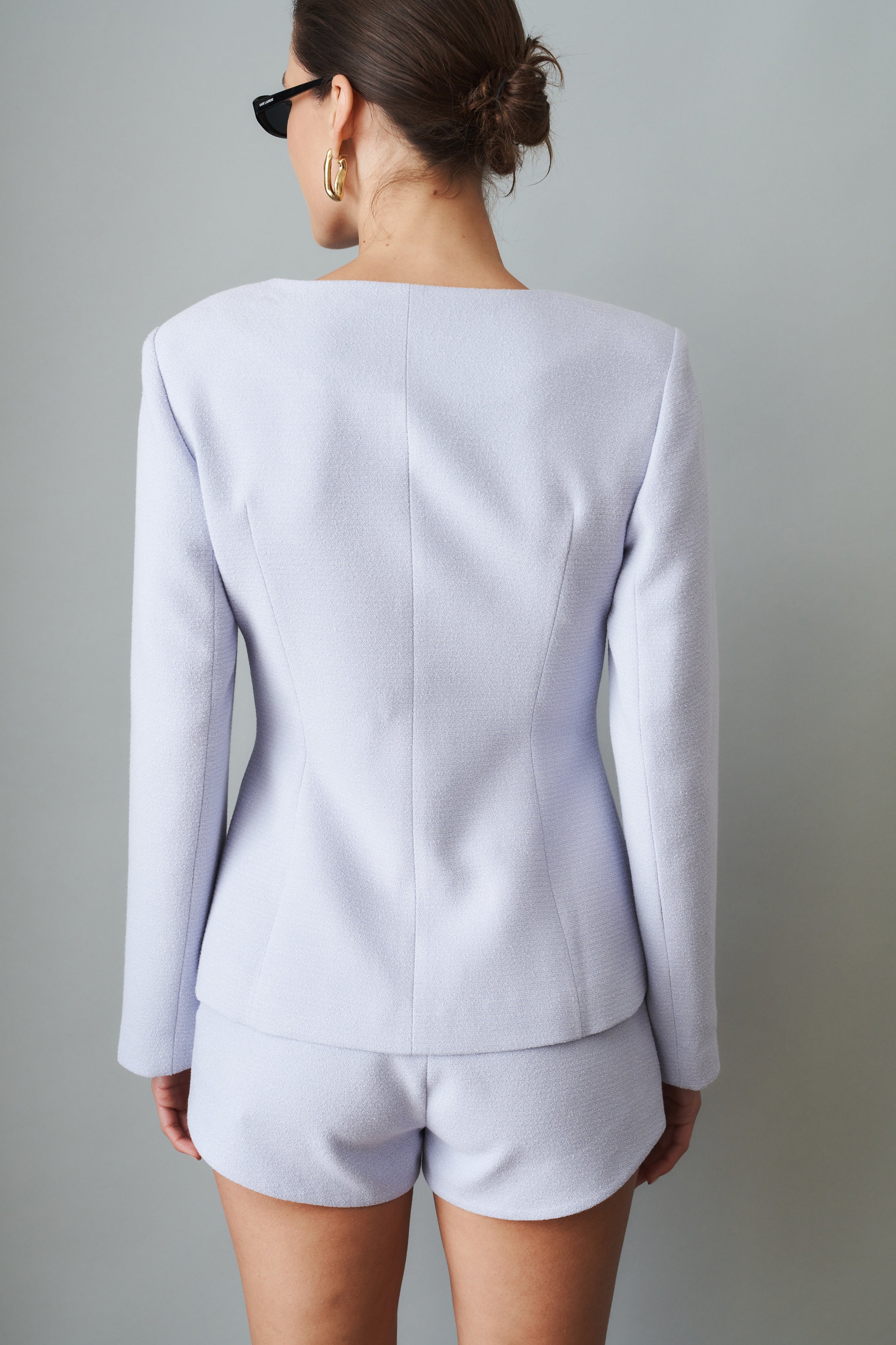 Natalia Tailored Hidden Placket Purple Blazer - DÉSORDRE