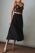 Natalia Tailored A Line Black Midi Skirt - DÉSORDRE