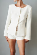 Natalia Tailored Hidden Placket White Blazer - DÉSORDRE
