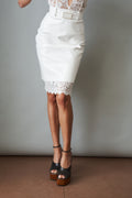 Midi Skirt With Lace Contrasts White - DÉSORDRE