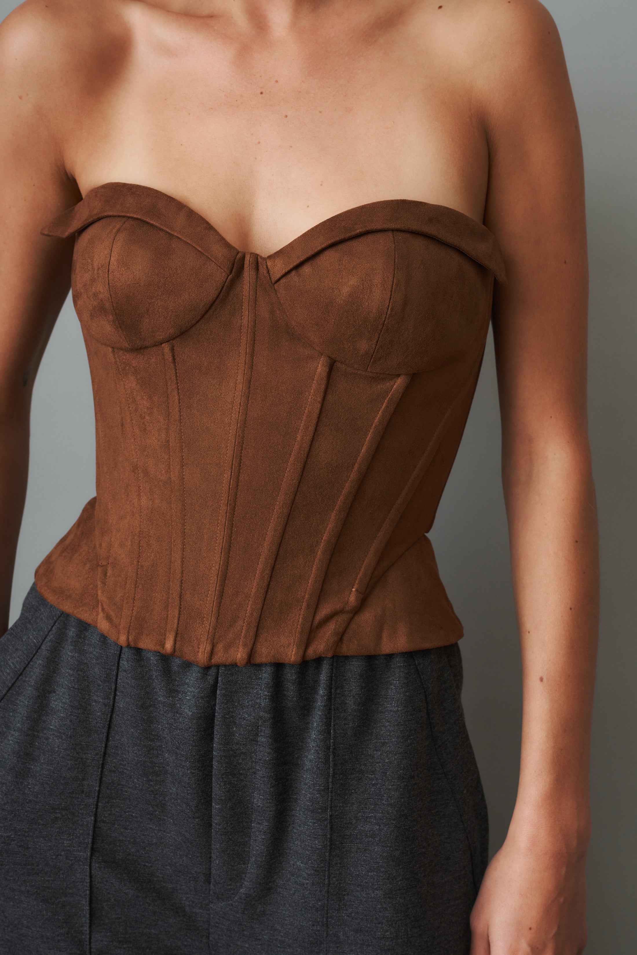 Sienna Brown Eco Suede Top - DÉSORDRE