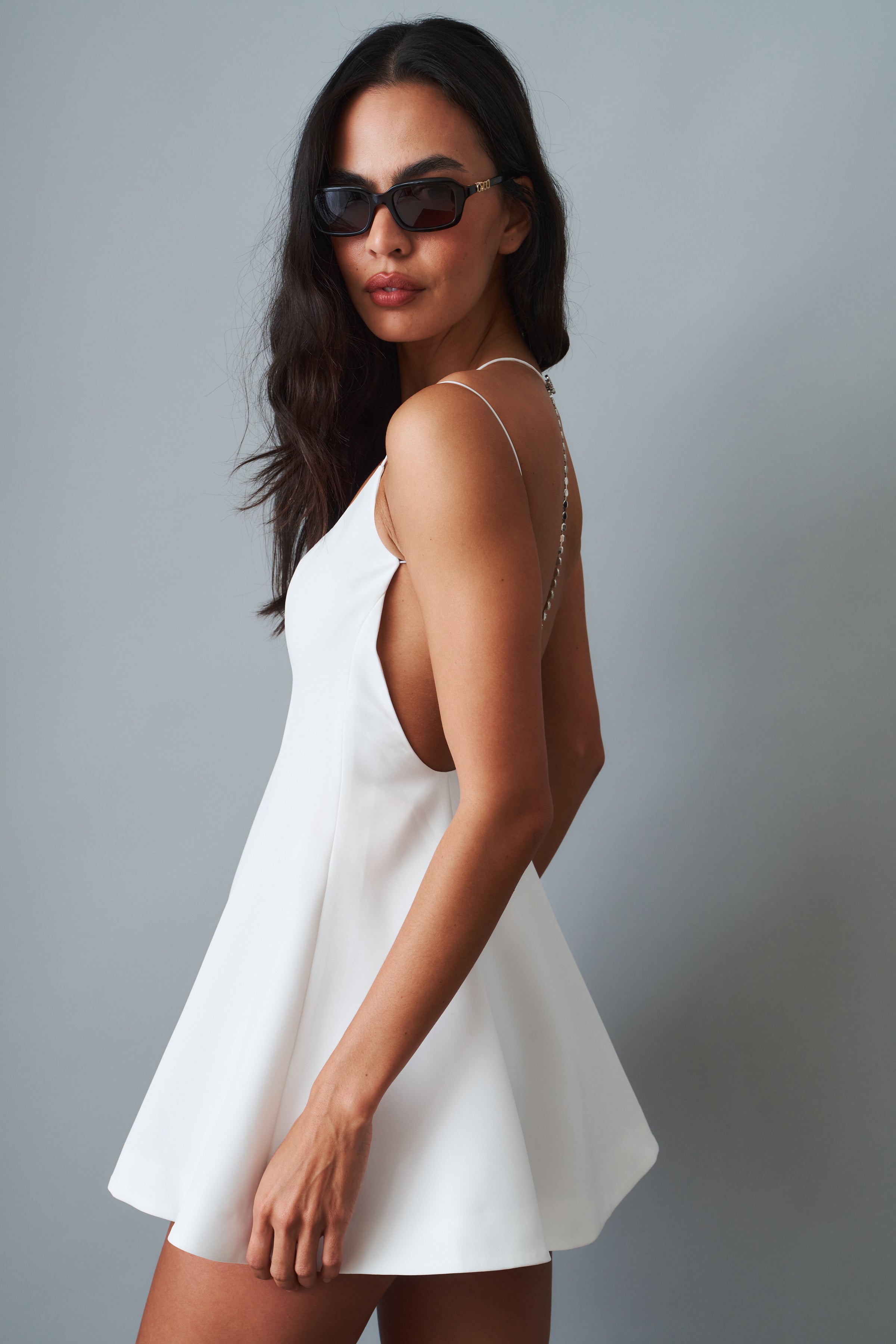 Giana Open Back White Dress - DÉSORDRE