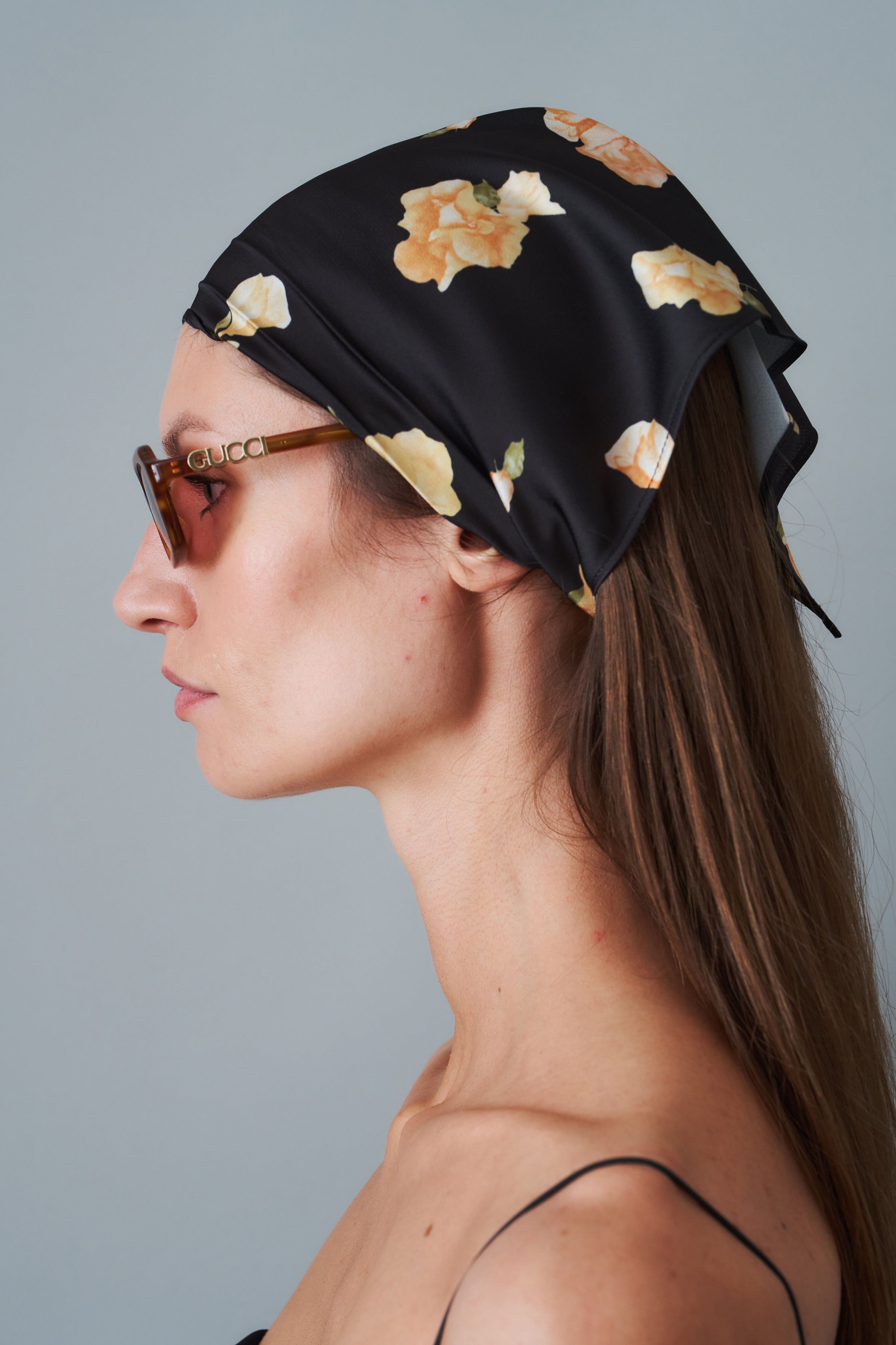 Mara Yellow Floral Black Scarf - DÉSORDRE