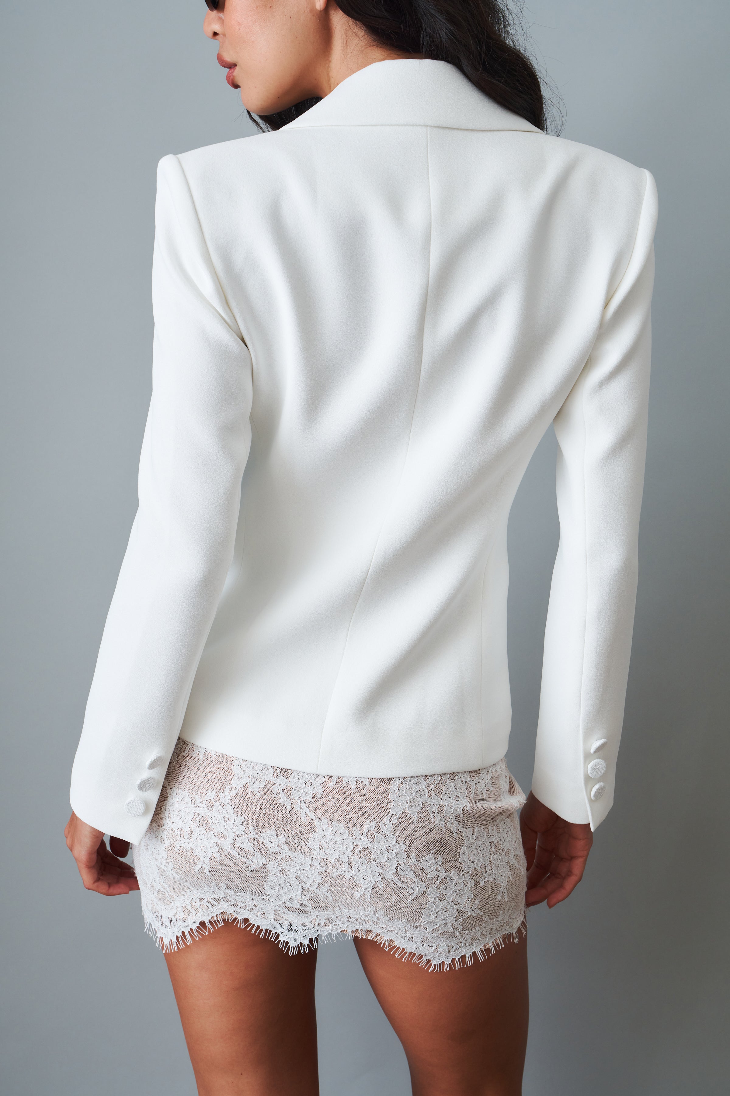 Margot Peak Lapel White Blazer - DÉSORDRE