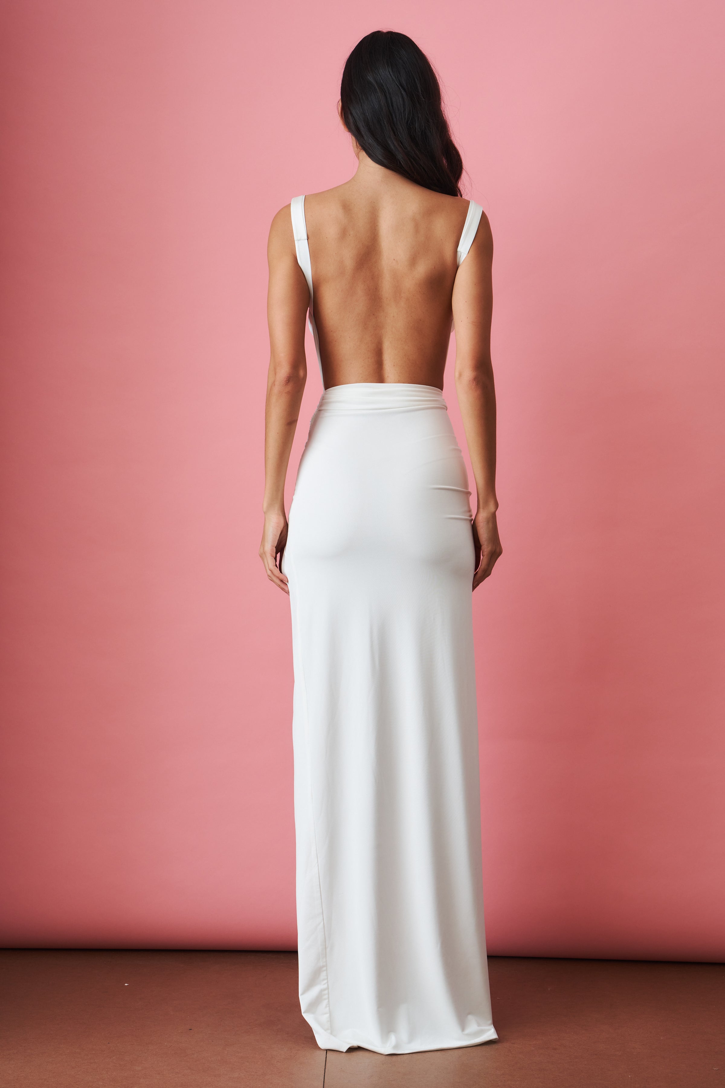 White Draped Maxi Dress - DÉSORDRE