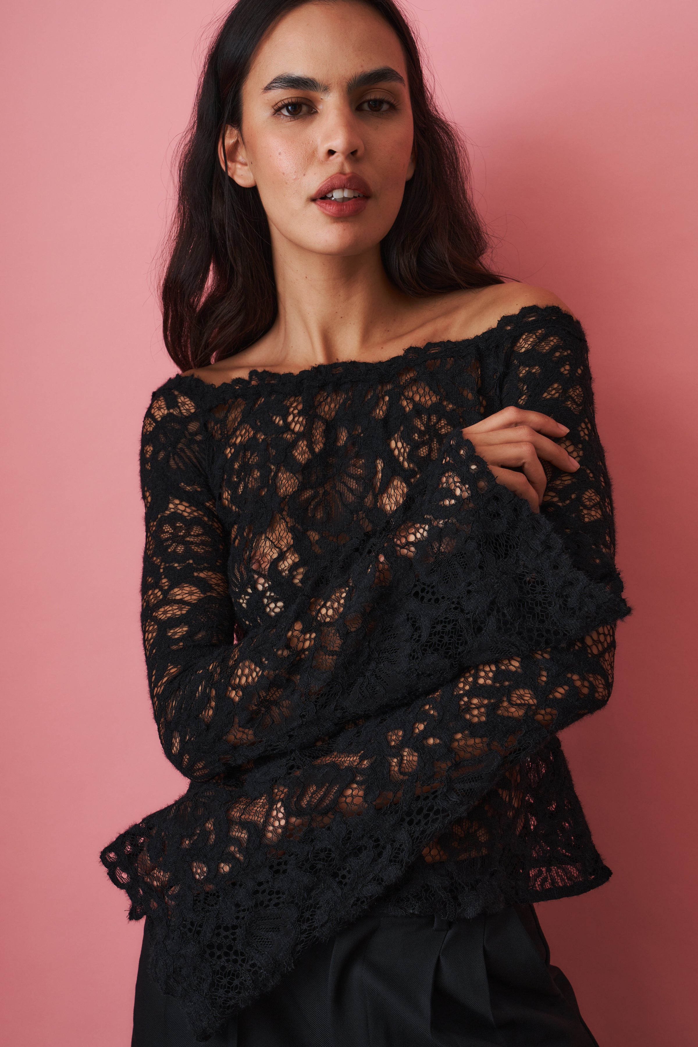 Nomi Lace Blouse Black - DÉSORDRE