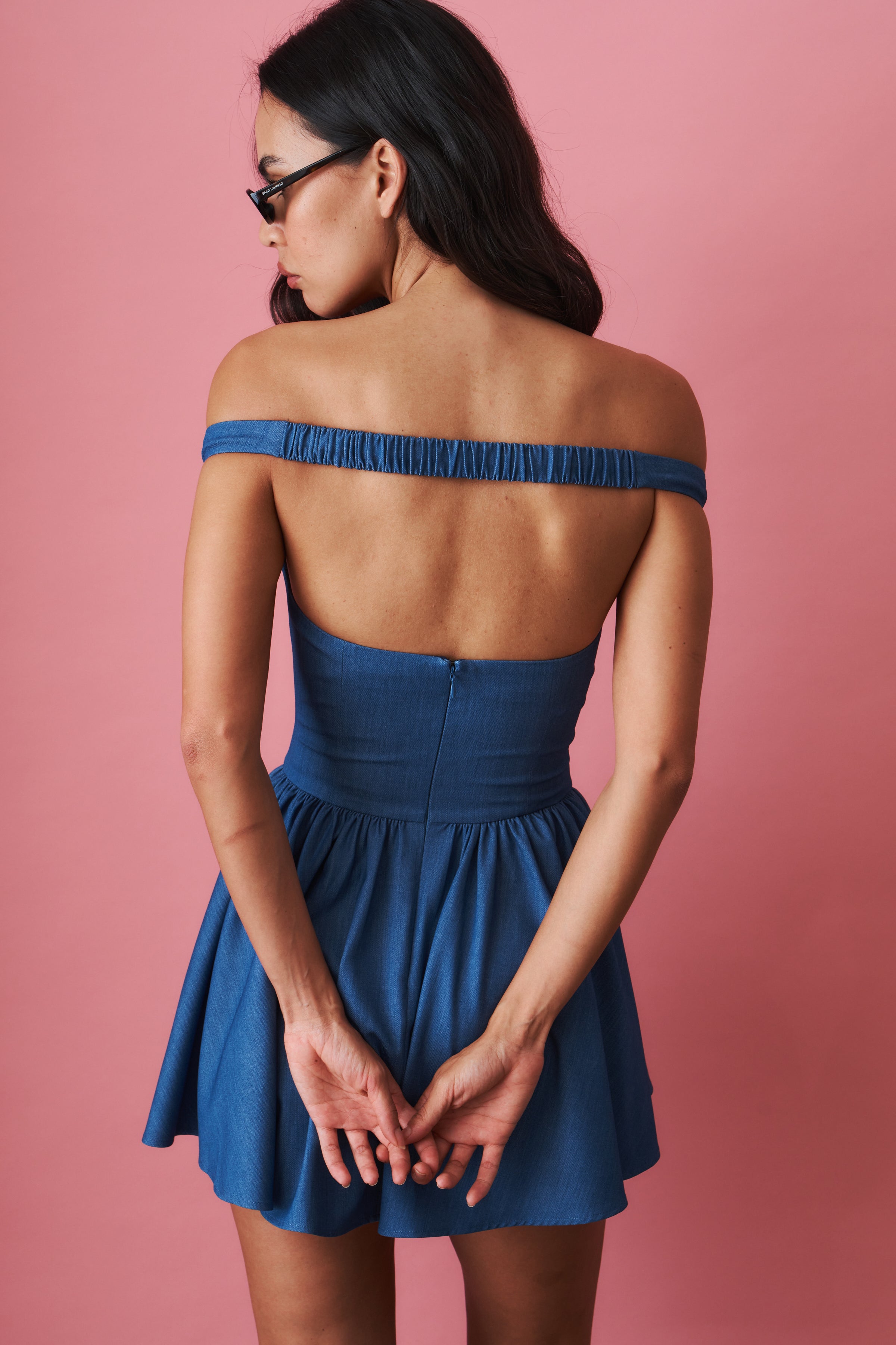 Isabella Off Shoulder Blue Dress - DÉSORDRE