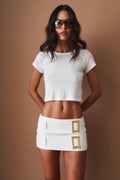 Lou Belted White Skirt - DÉSORDRE