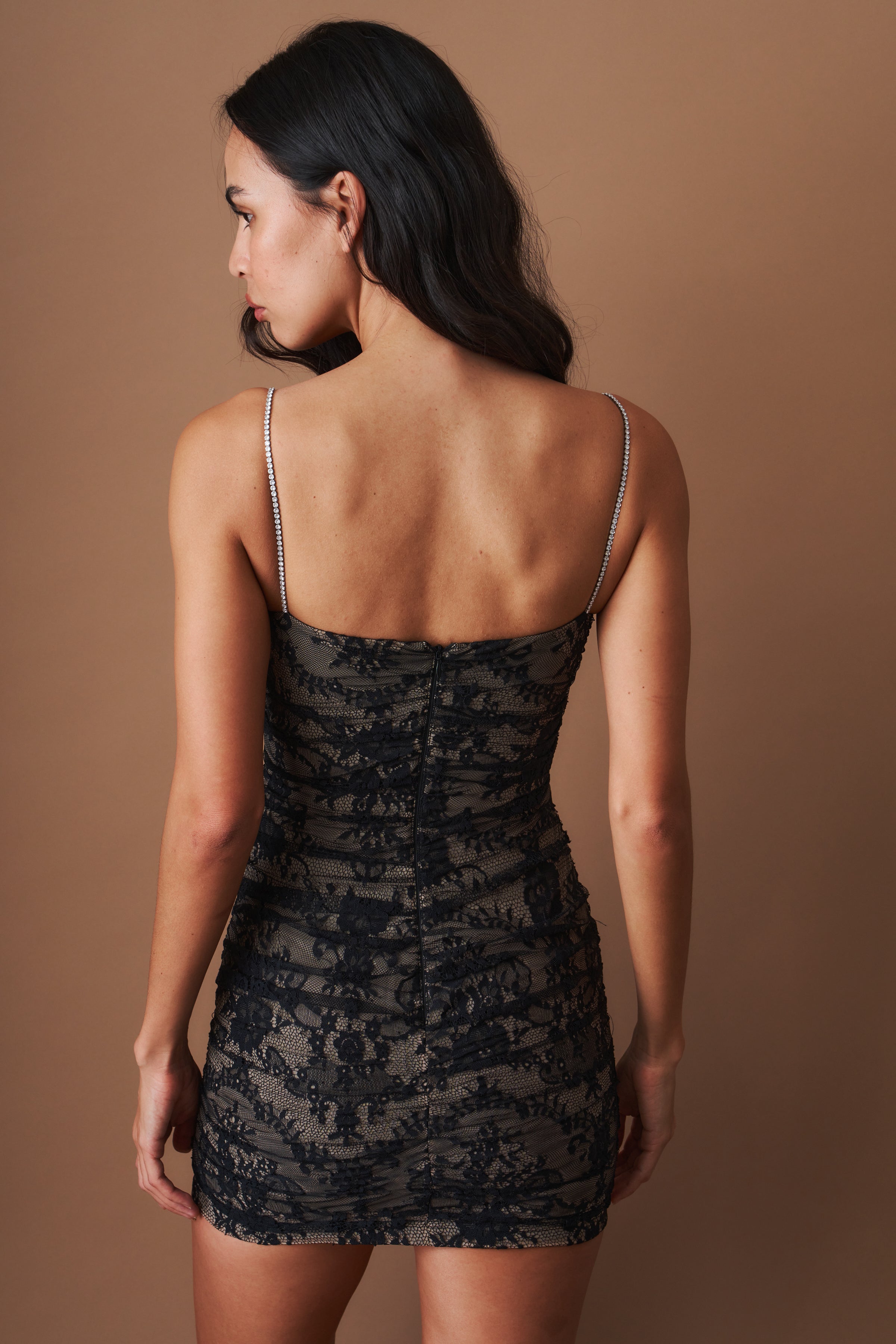 Mara Crystal Strap Black Dress - DÉSORDRE