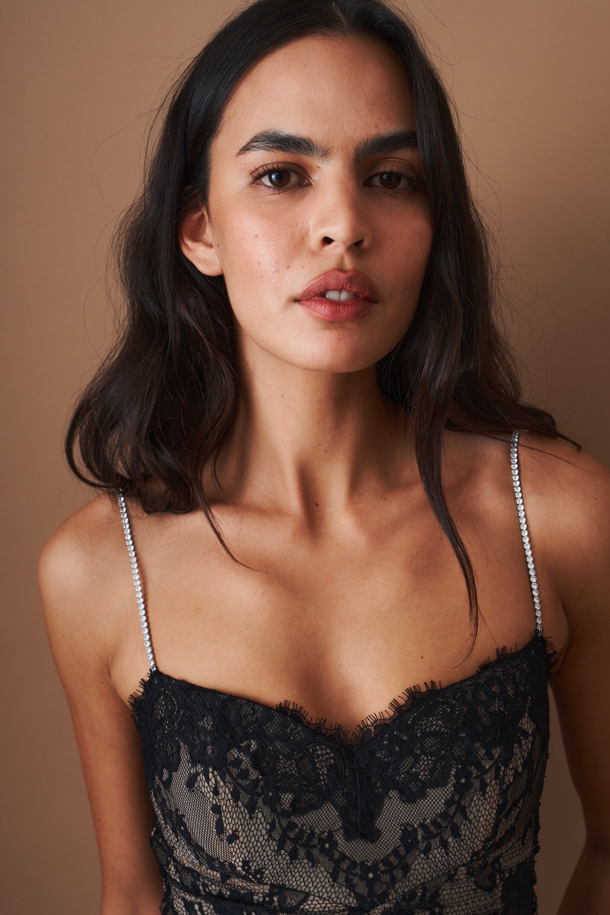 Mara Crystal Strap Black Dress - DÉSORDRE