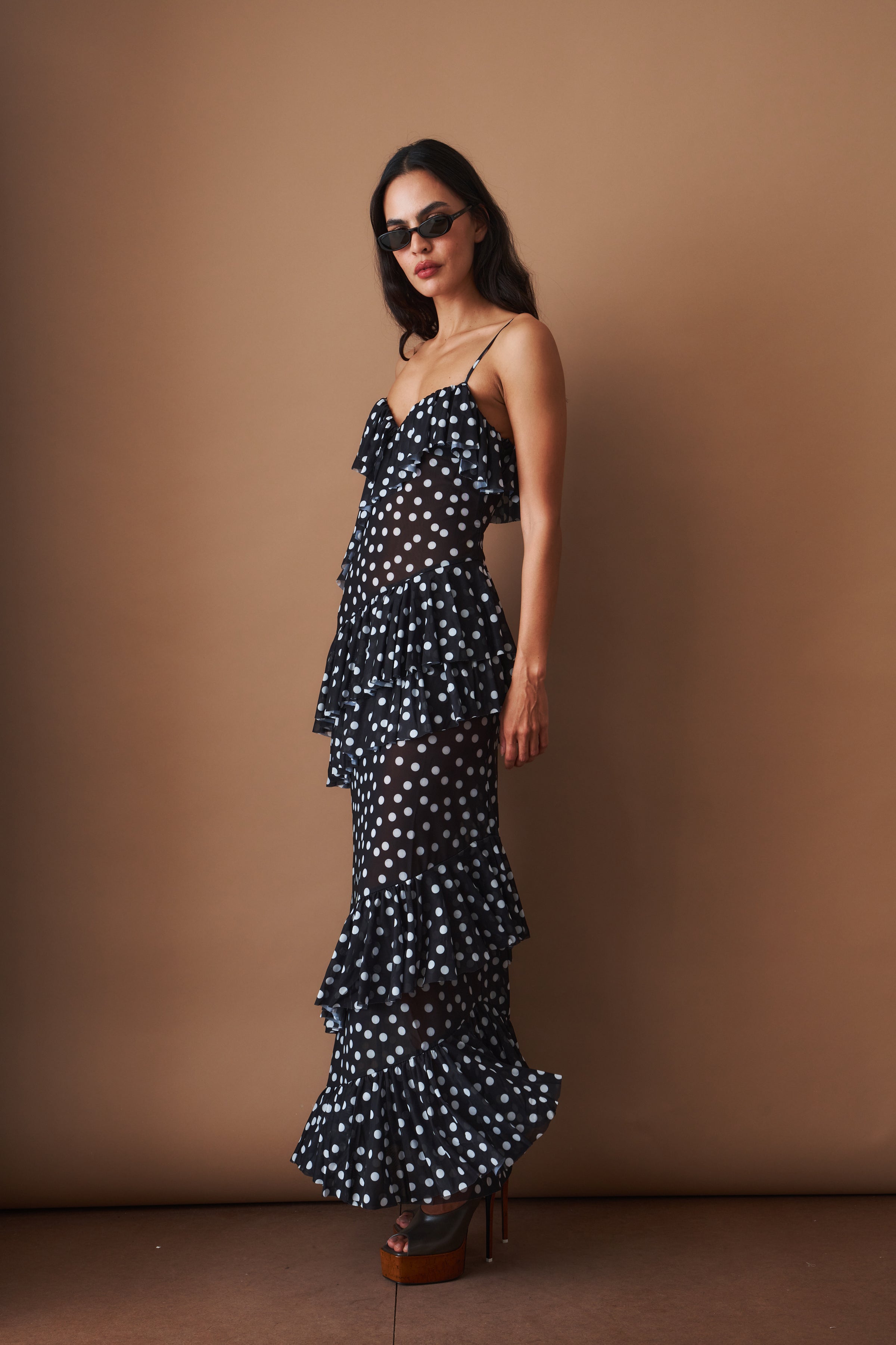 Cascade Dress Black Polka - DÉSORDRE