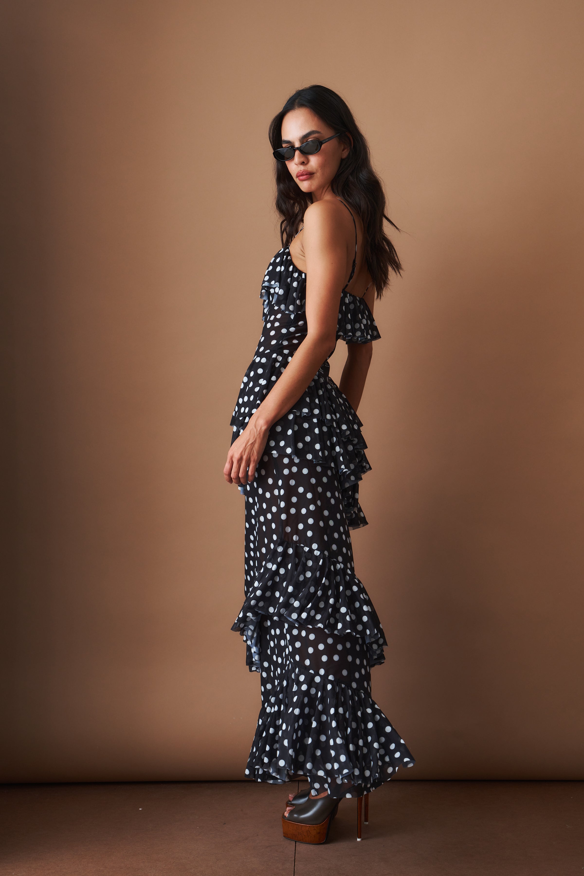 Cascade Dress Black Polka - DÉSORDRE