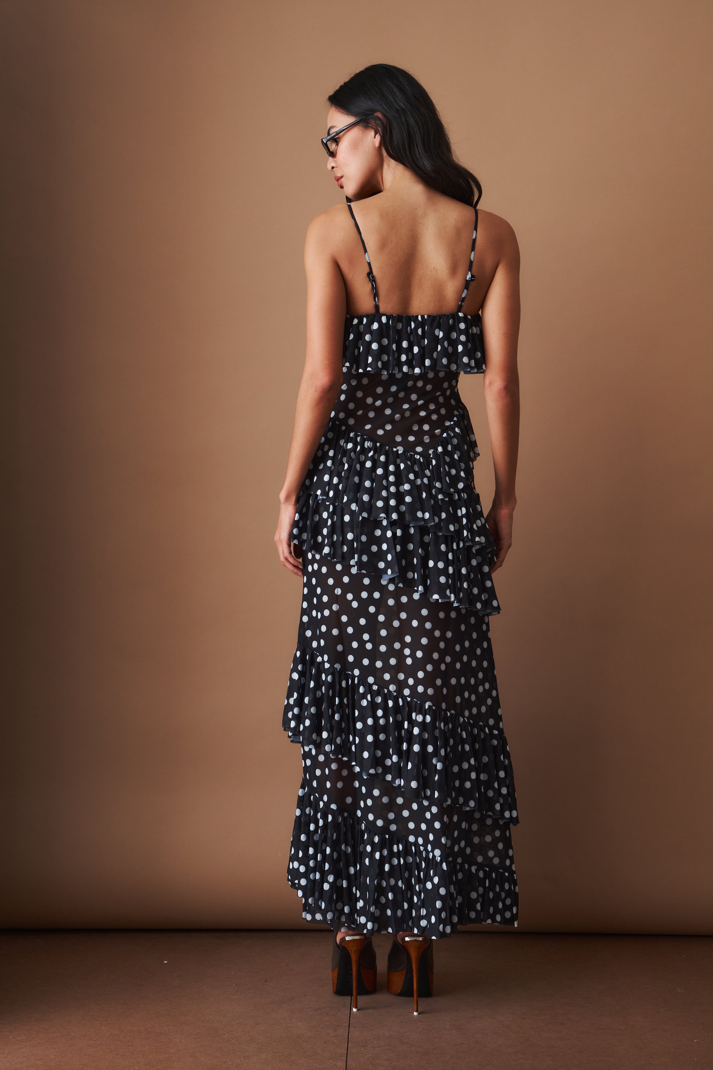 Cascade Dress Black Polka - DÉSORDRE