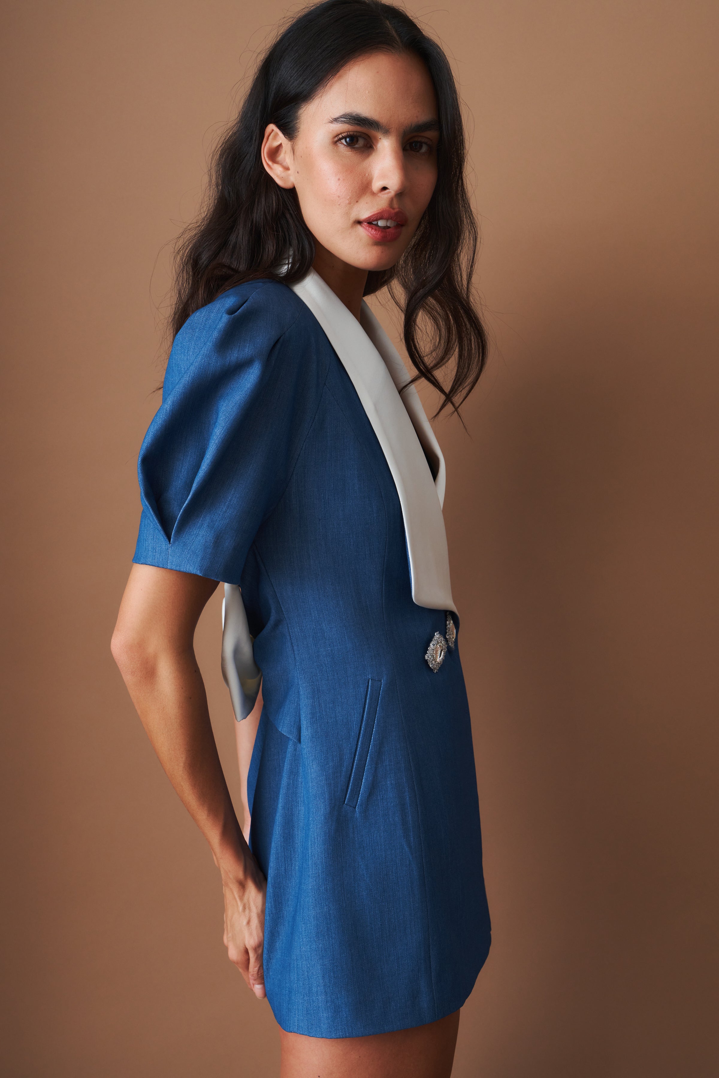 Alia Puff Sleeve Blue Dress - DÉSORDRE