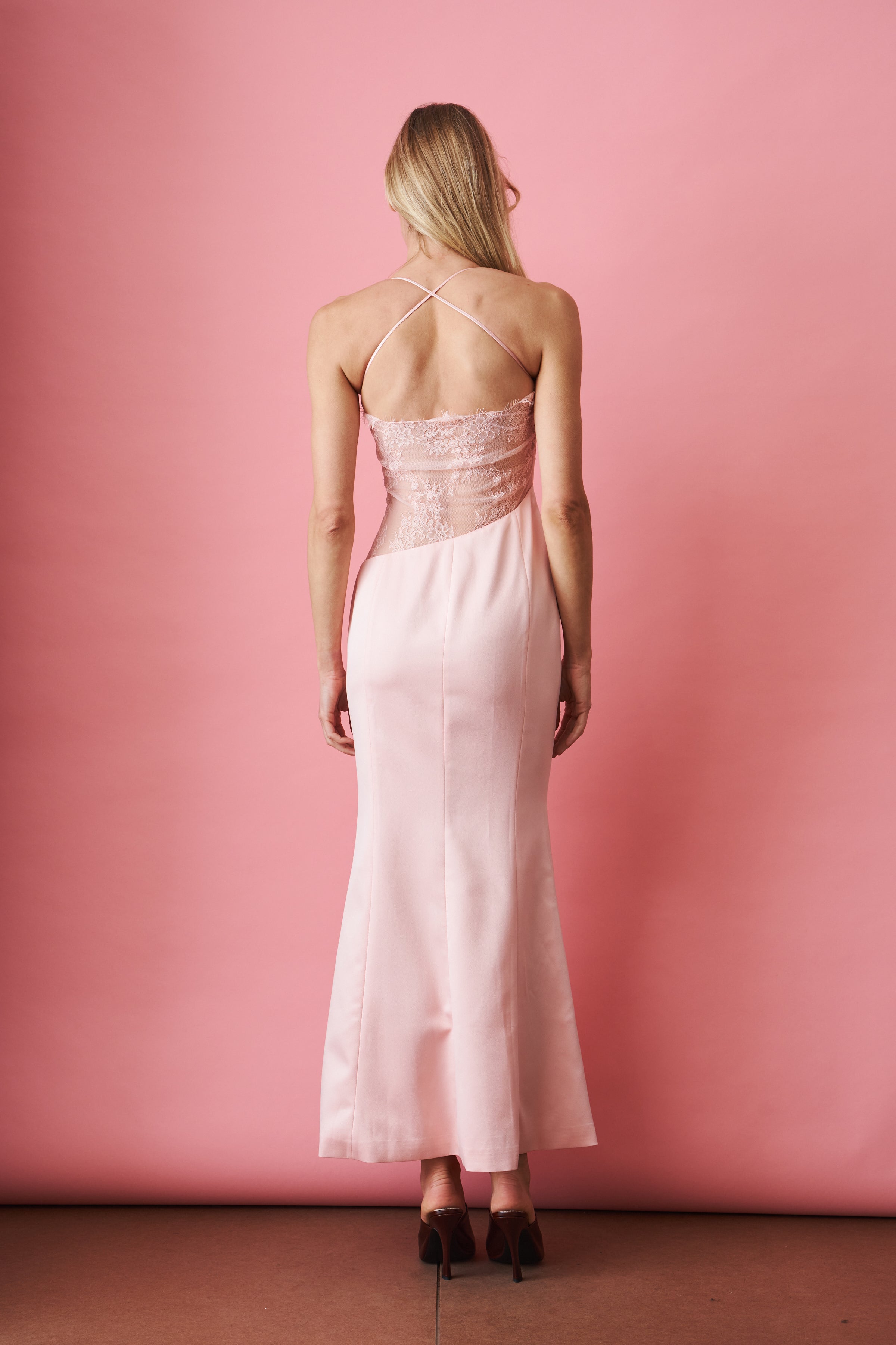 Brielle Twist Front Peach Dress - DÉSORDRE