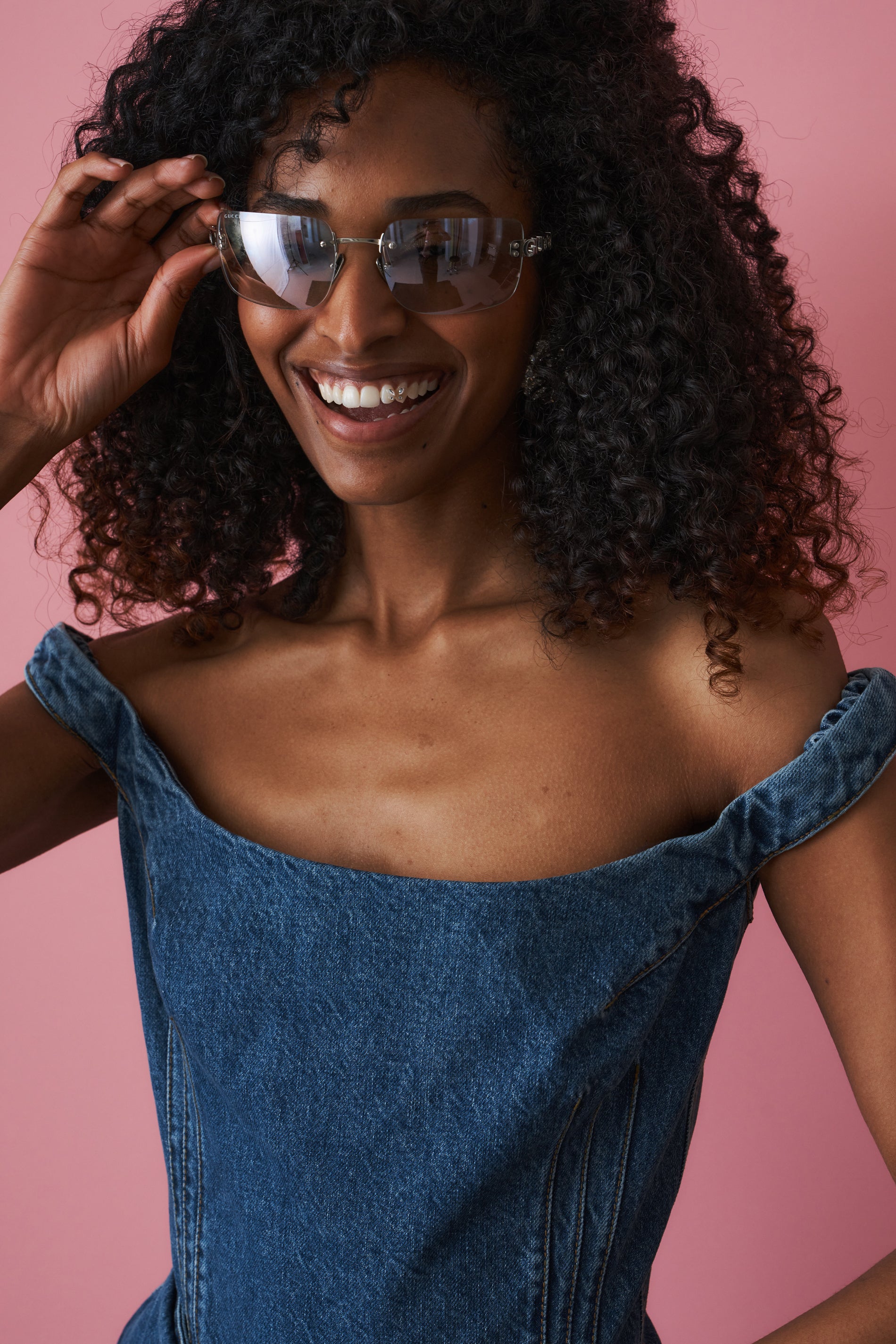 Silver GG Shield Sunglasses