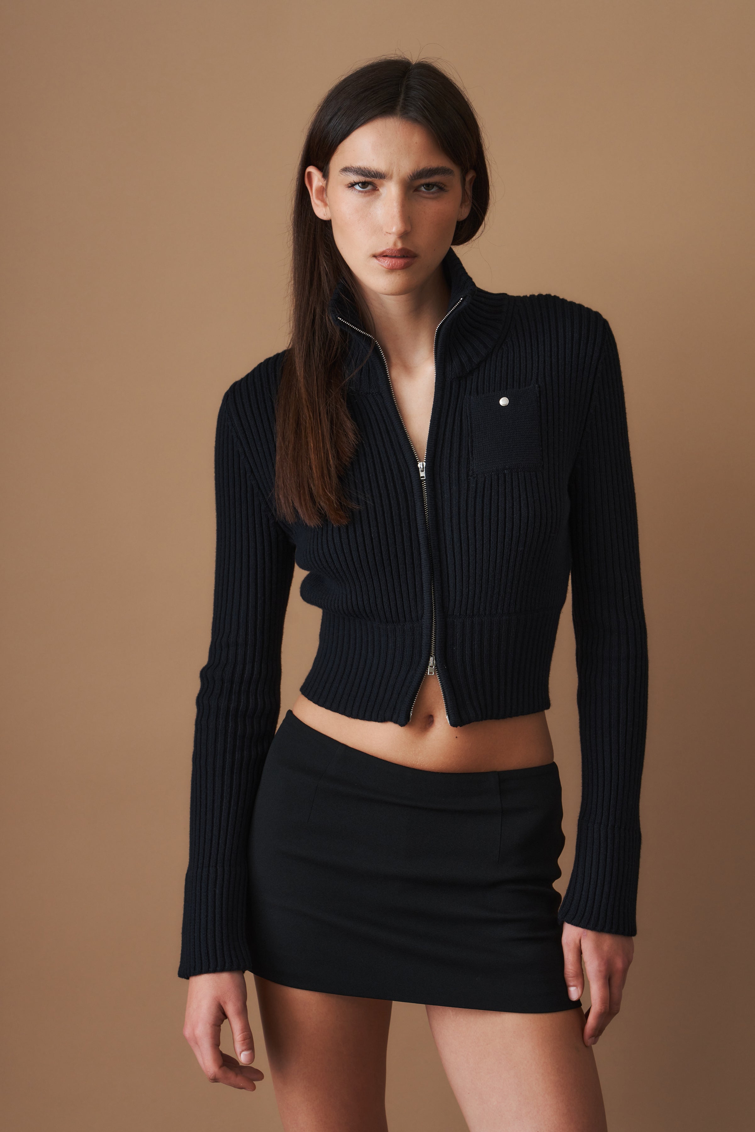 The Weekday Zip Up Black