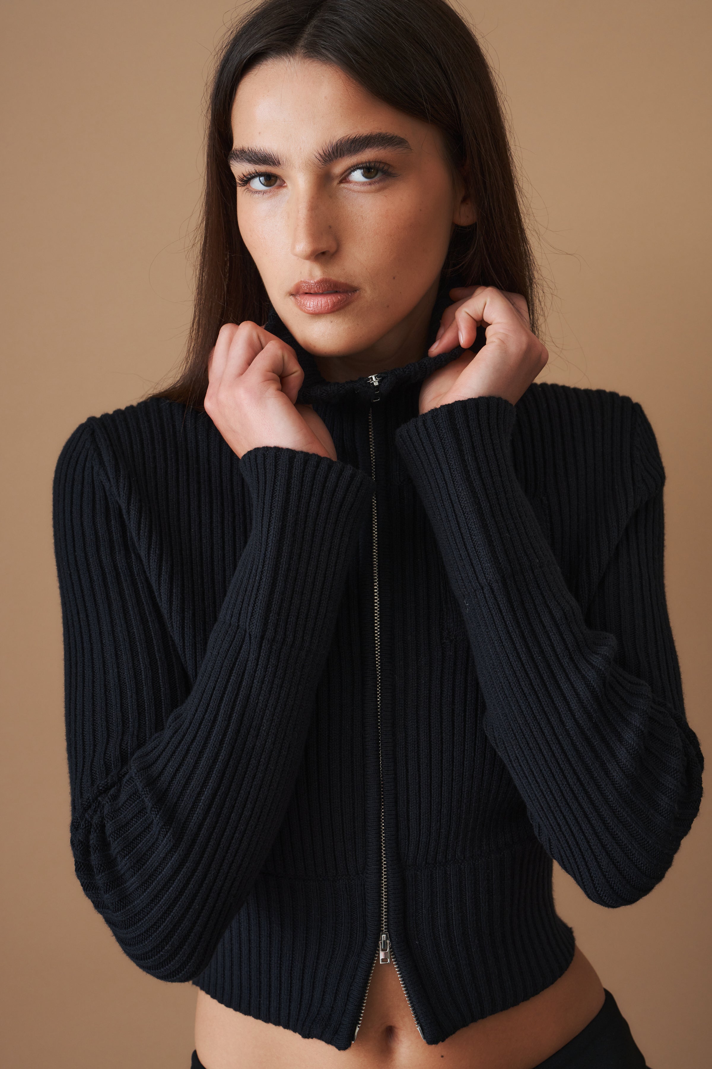 The Weekday Zip Up Black
