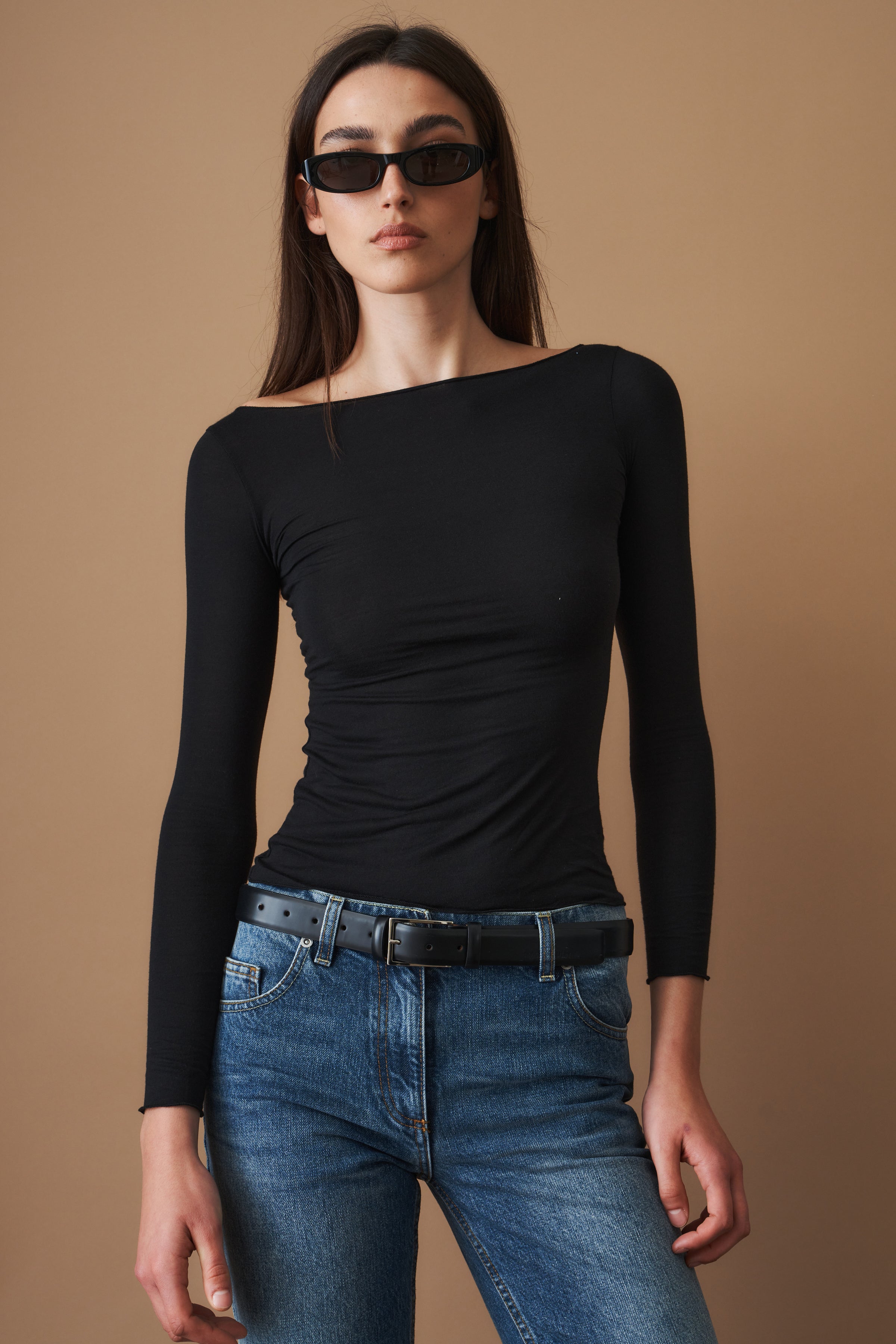 Boatneck Long Sleeve Black