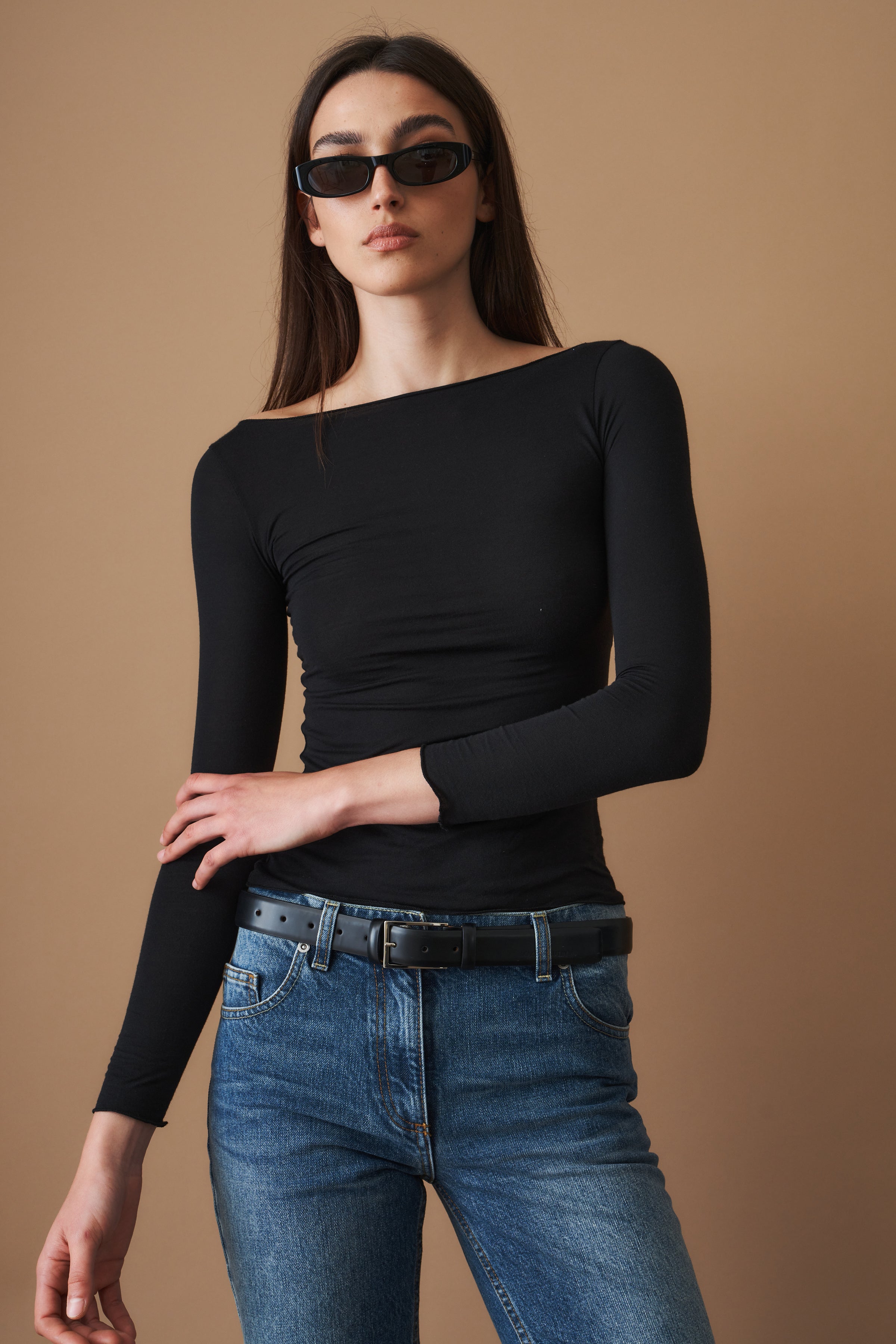 Boatneck Long Sleeve Black