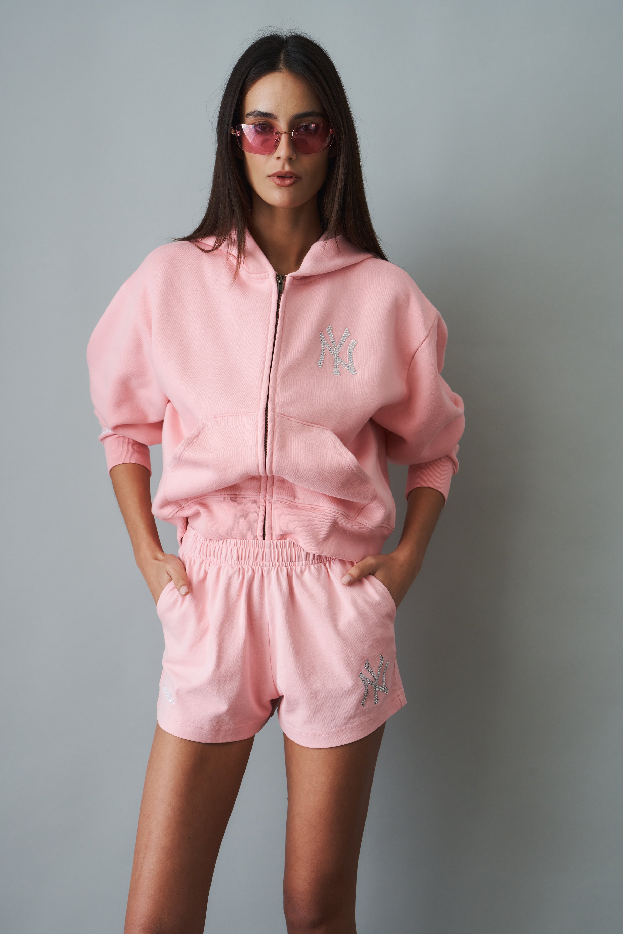 Yankees Krystal Disco Short — Candy/White