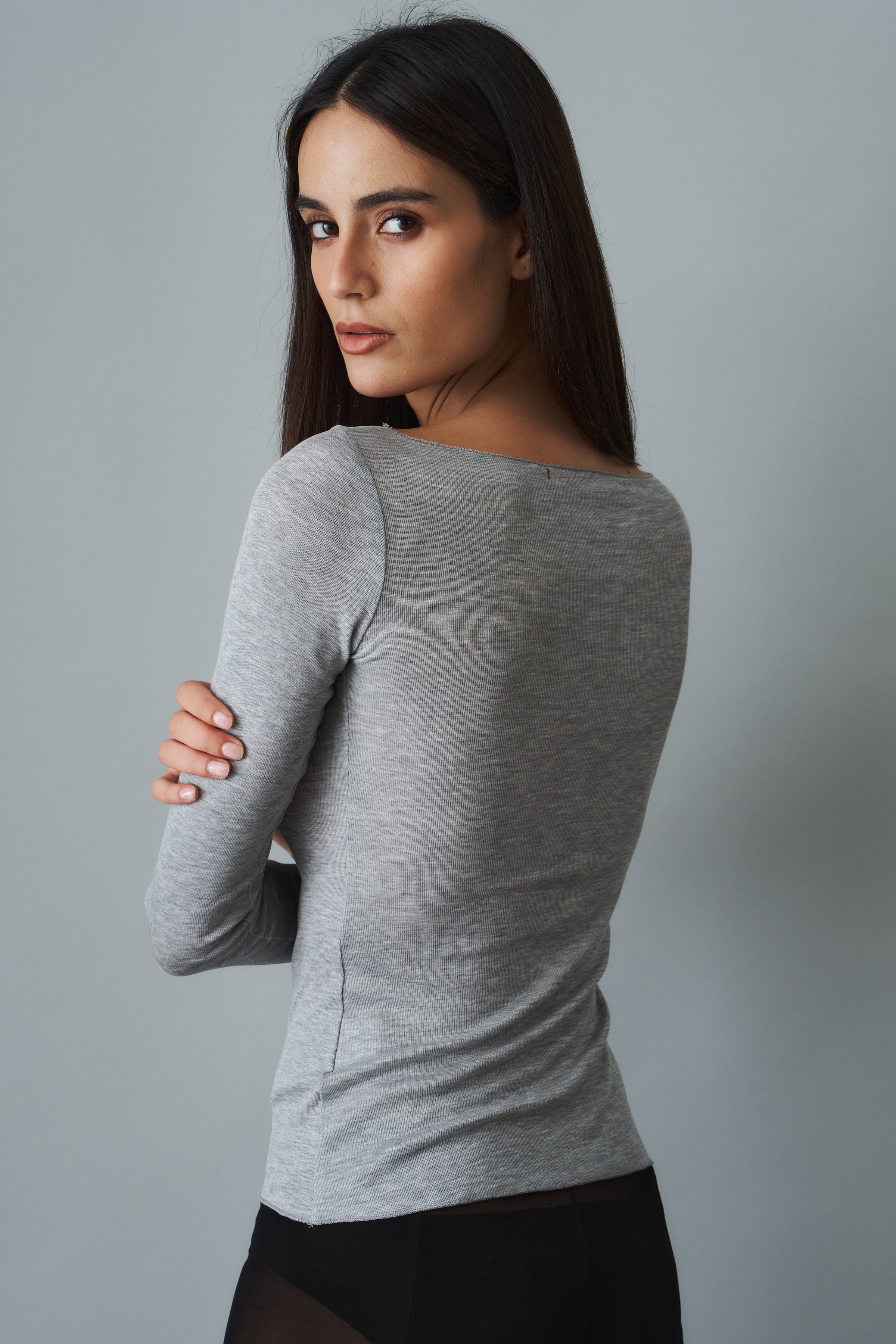 Boatneck Long Sleeve Grey