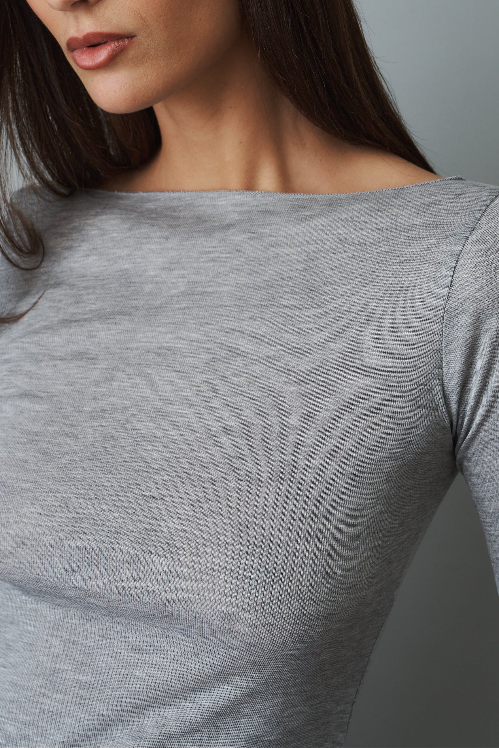 Boatneck Long Sleeve Grey