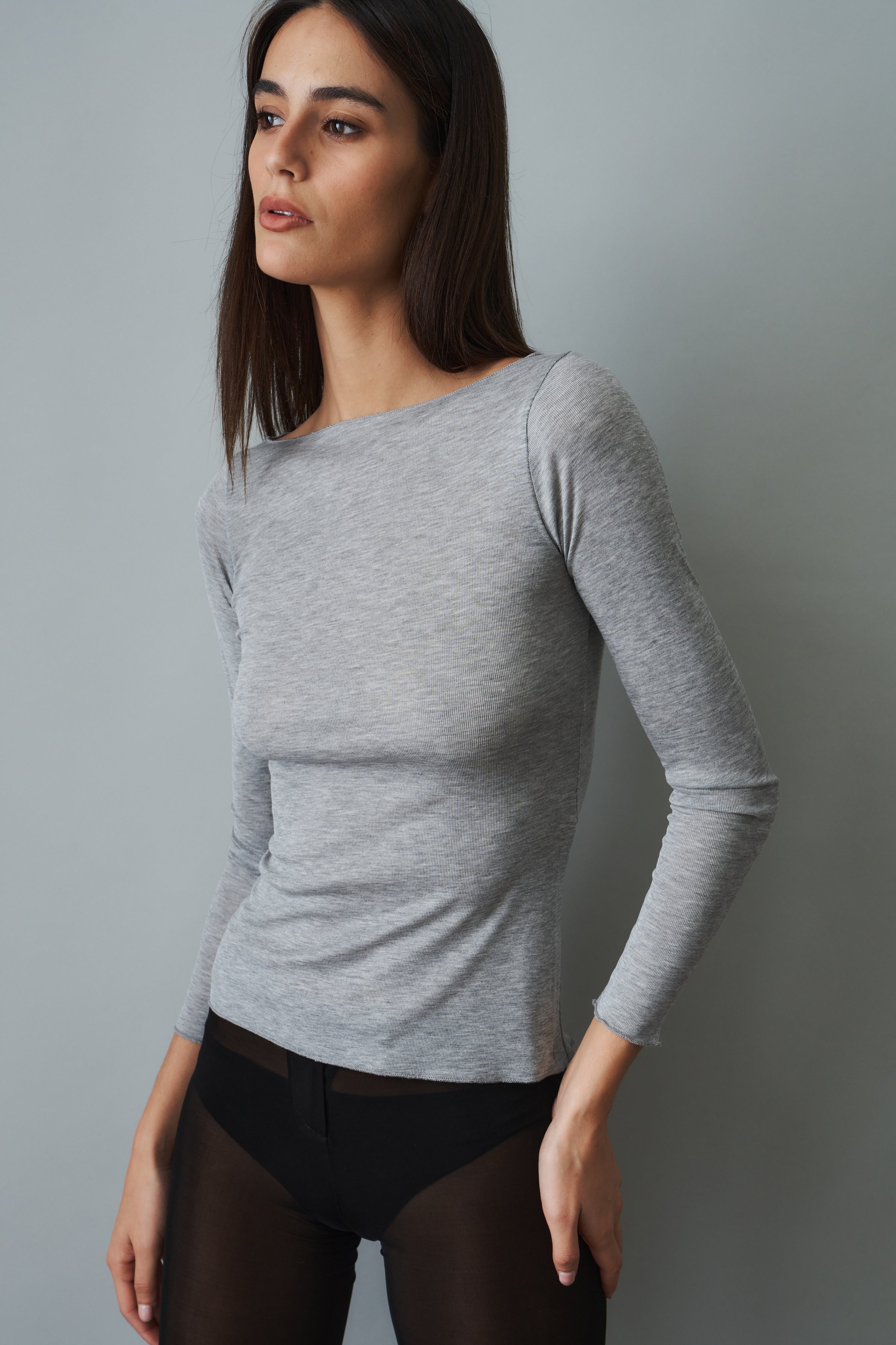 Boatneck Long Sleeve Grey