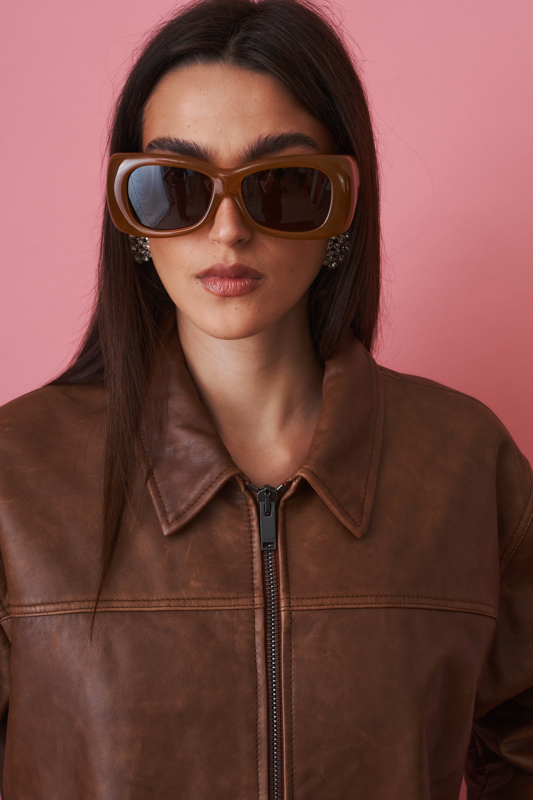 Jocelyn Cropped Silky Tan Leather Jacket