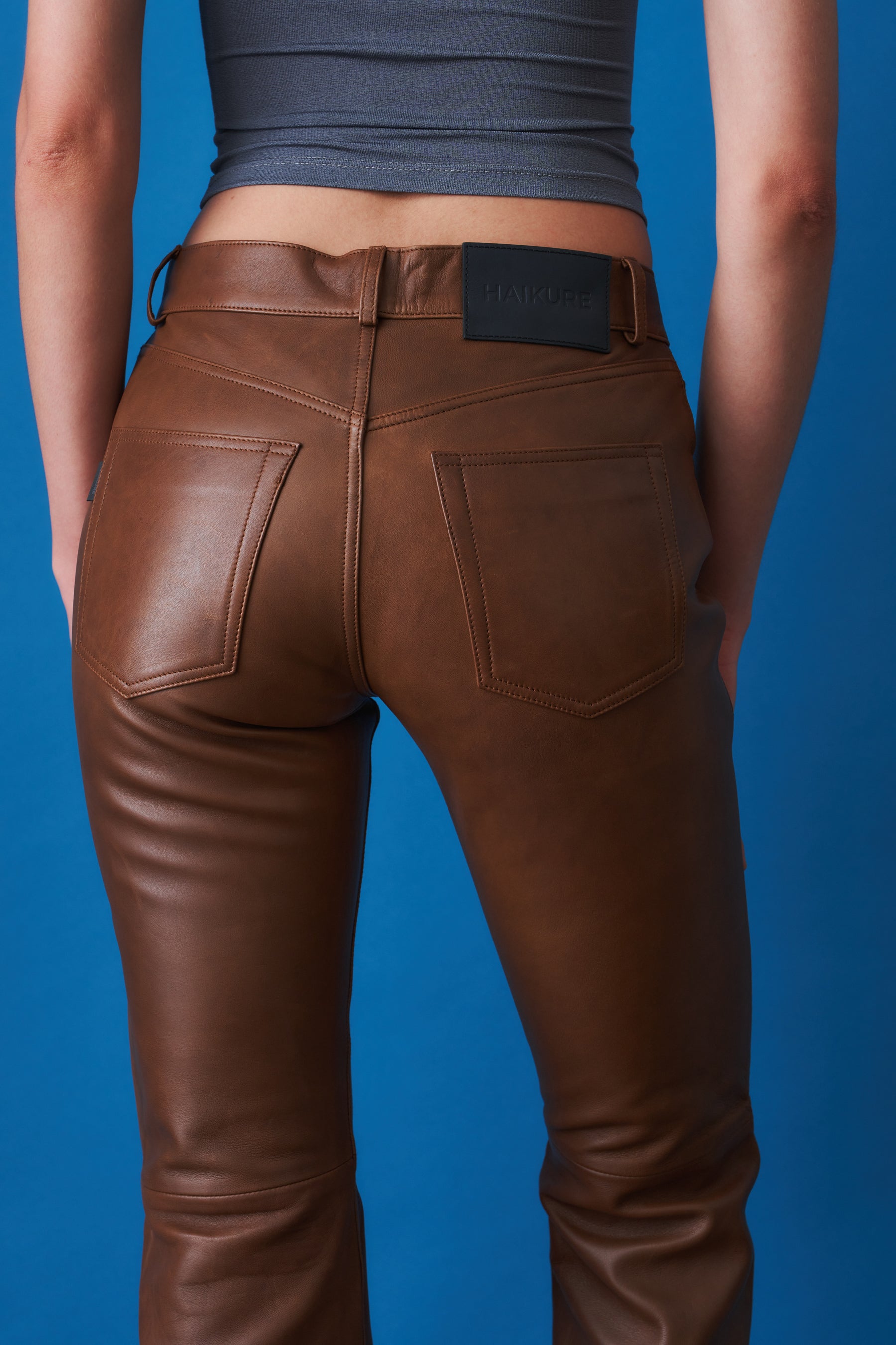 Flora Silky Leather Tan Trouser