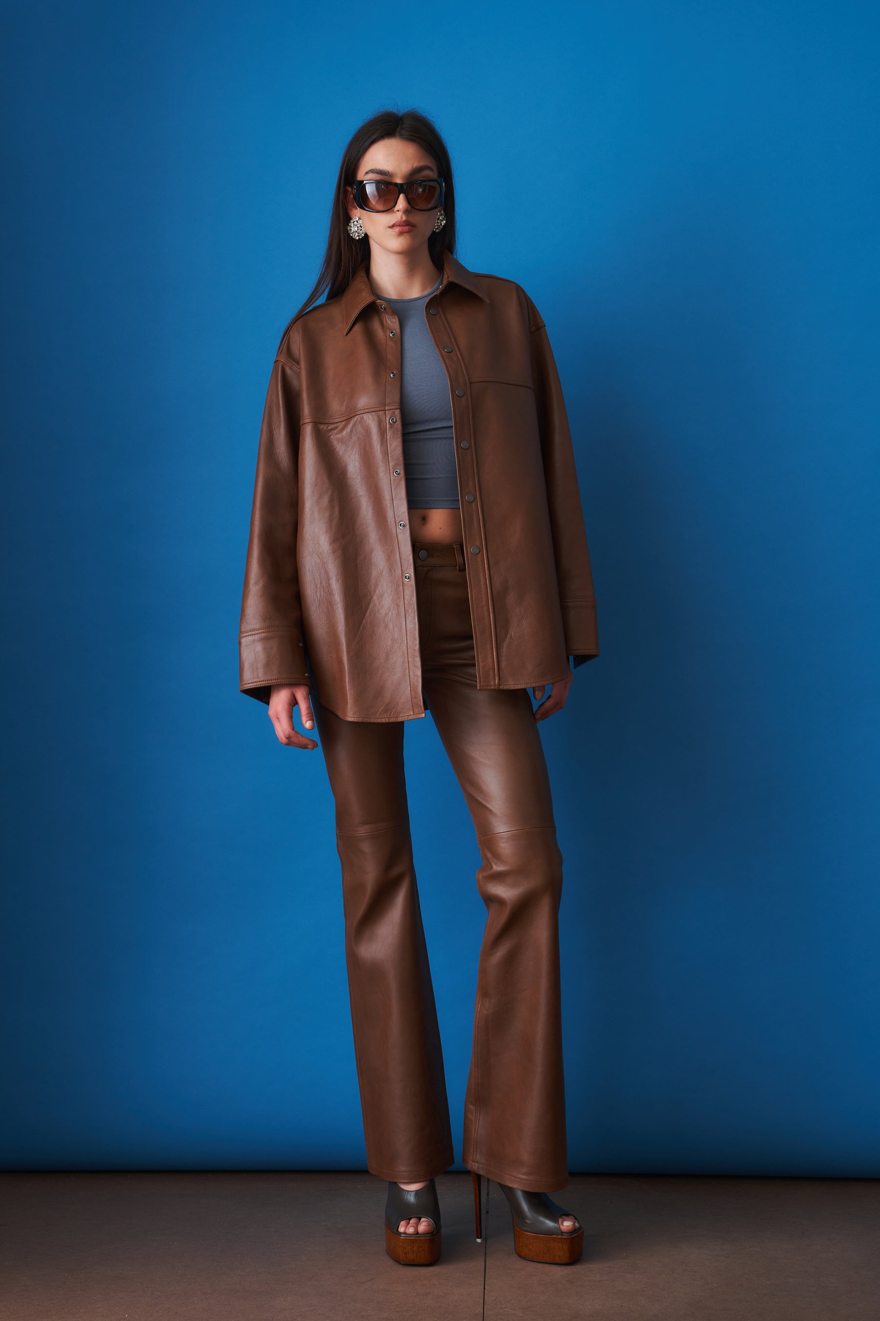 Victoria Silky Tan Leather Overshirt