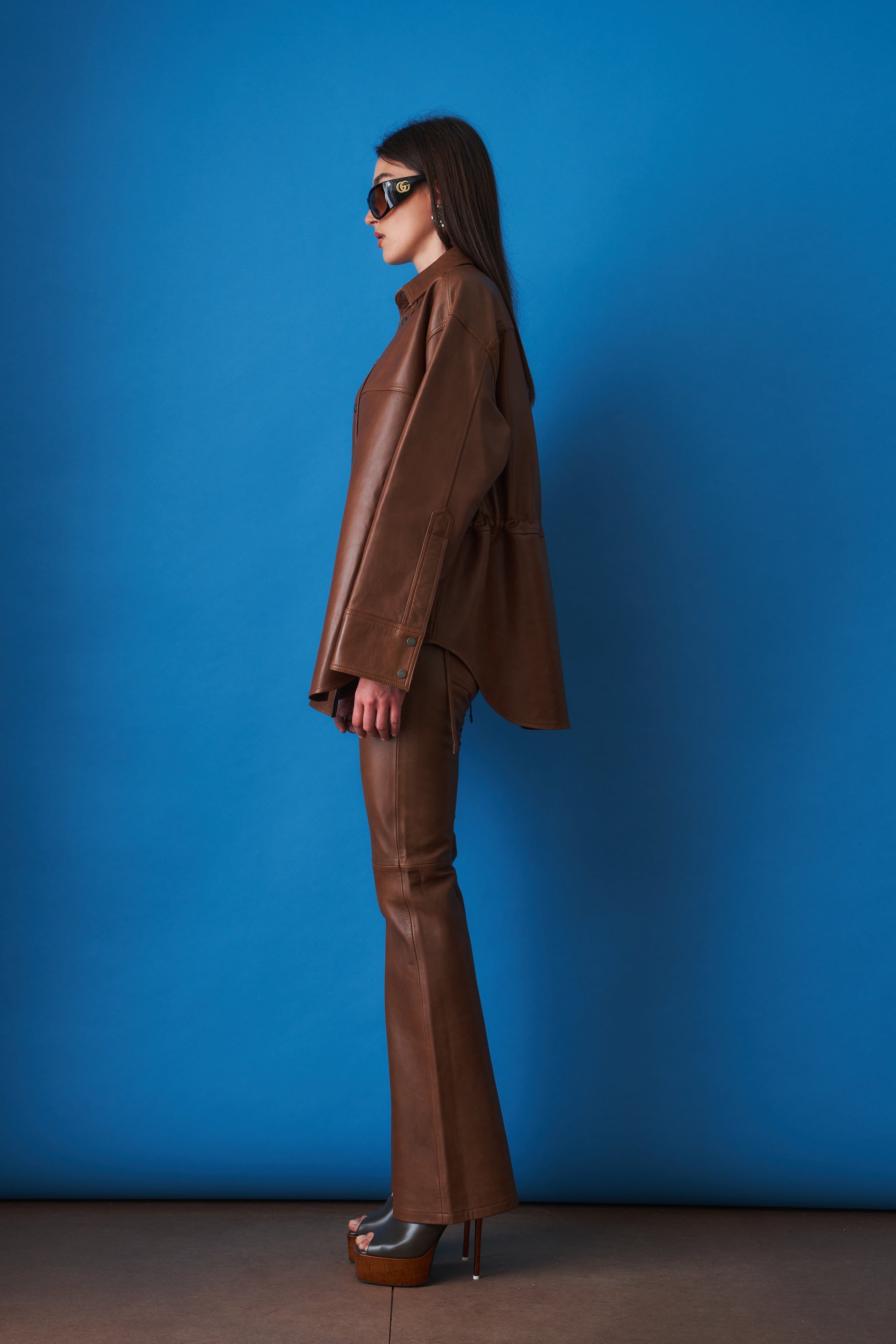 Victoria Silky Tan Leather Overshirt