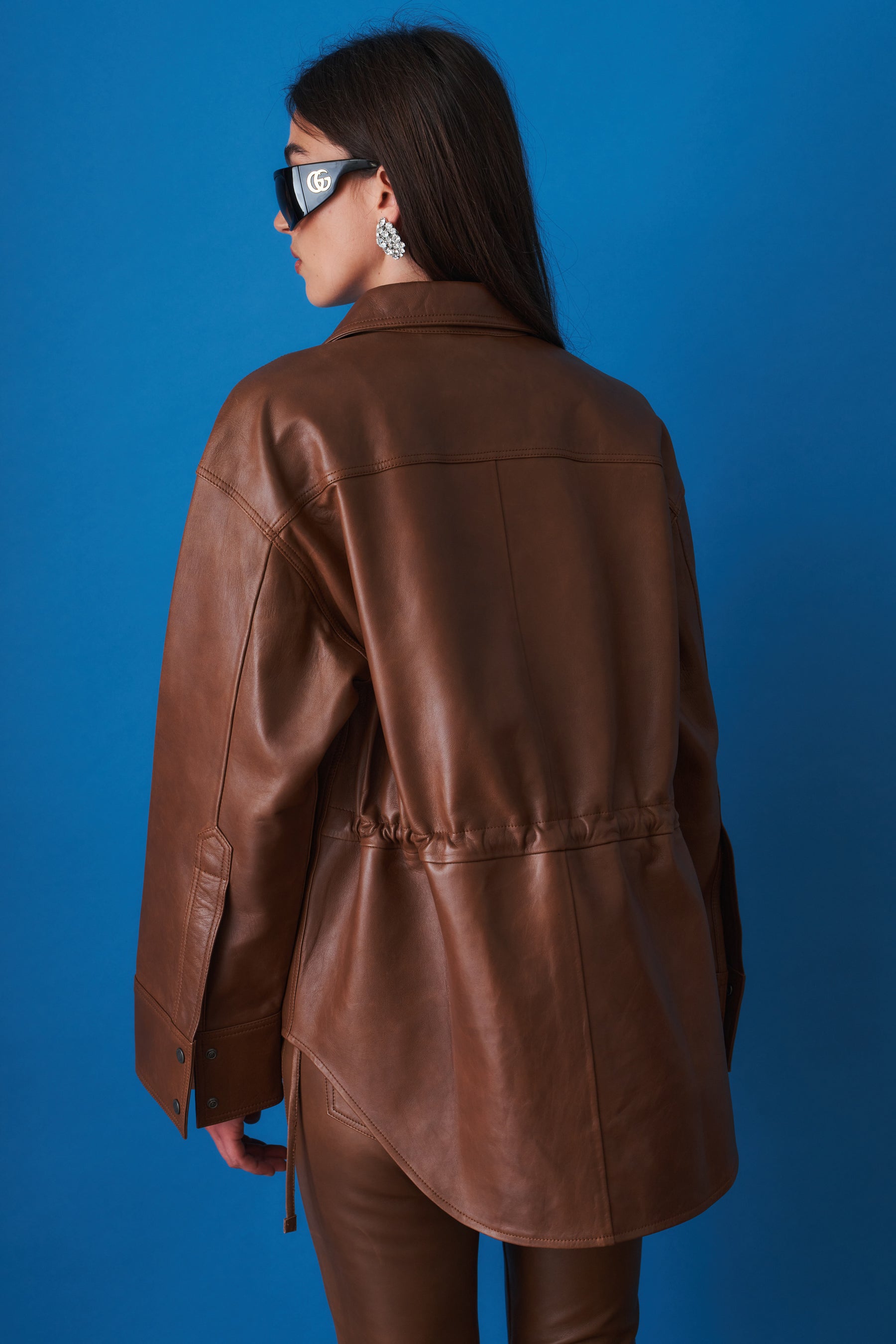 Victoria Silky Tan Leather Overshirt